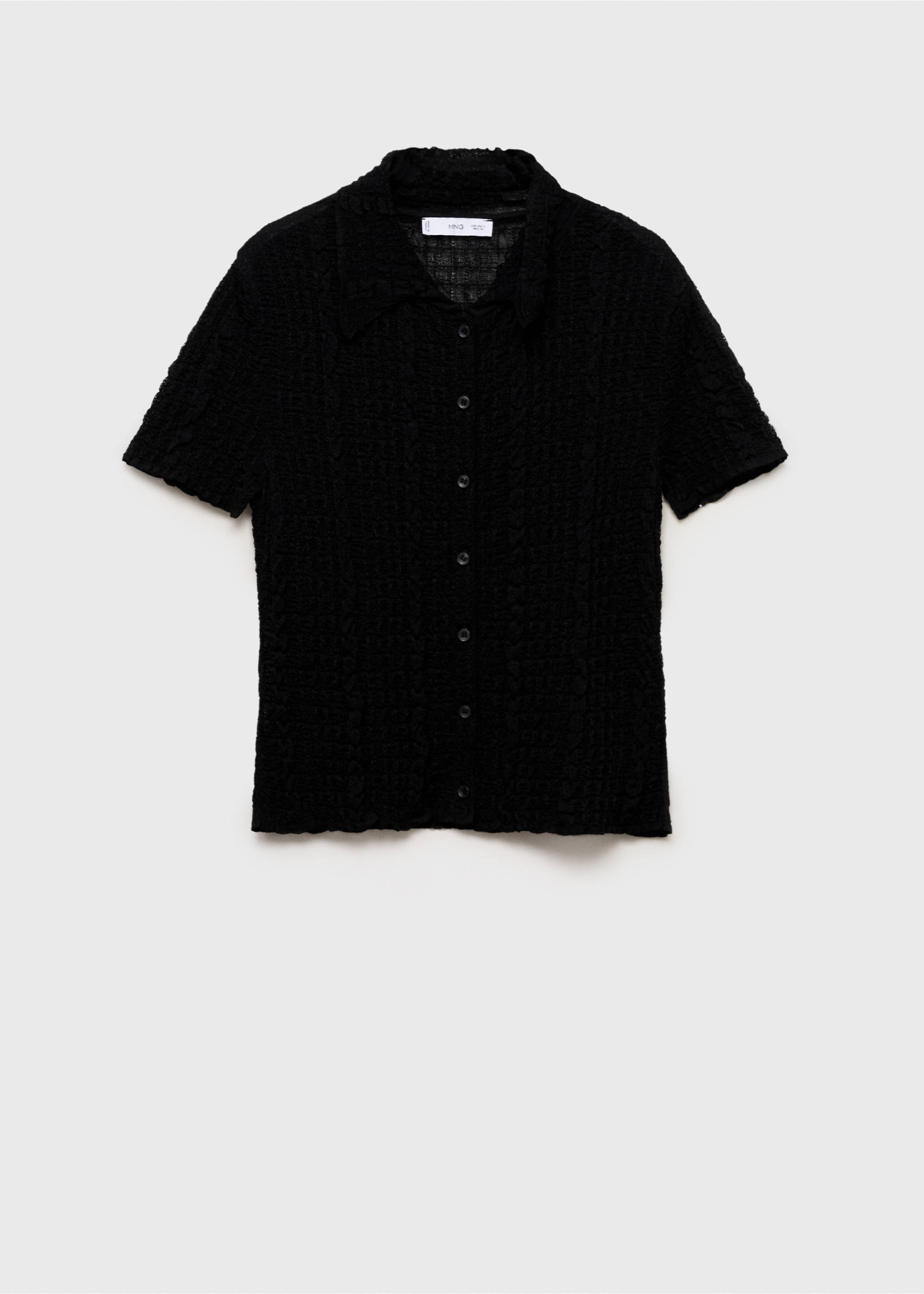 Textured polo-neck cardigan - Article without model, Black. Ref: 87037193-00.