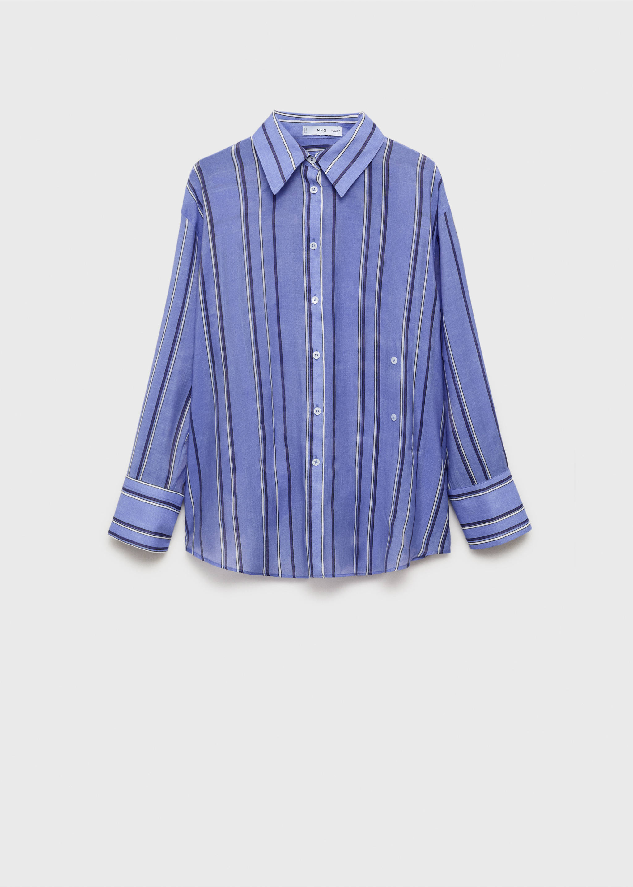 Striped shirt with multi-position closure - Article without model, Blue. Ref: 87037194-00.