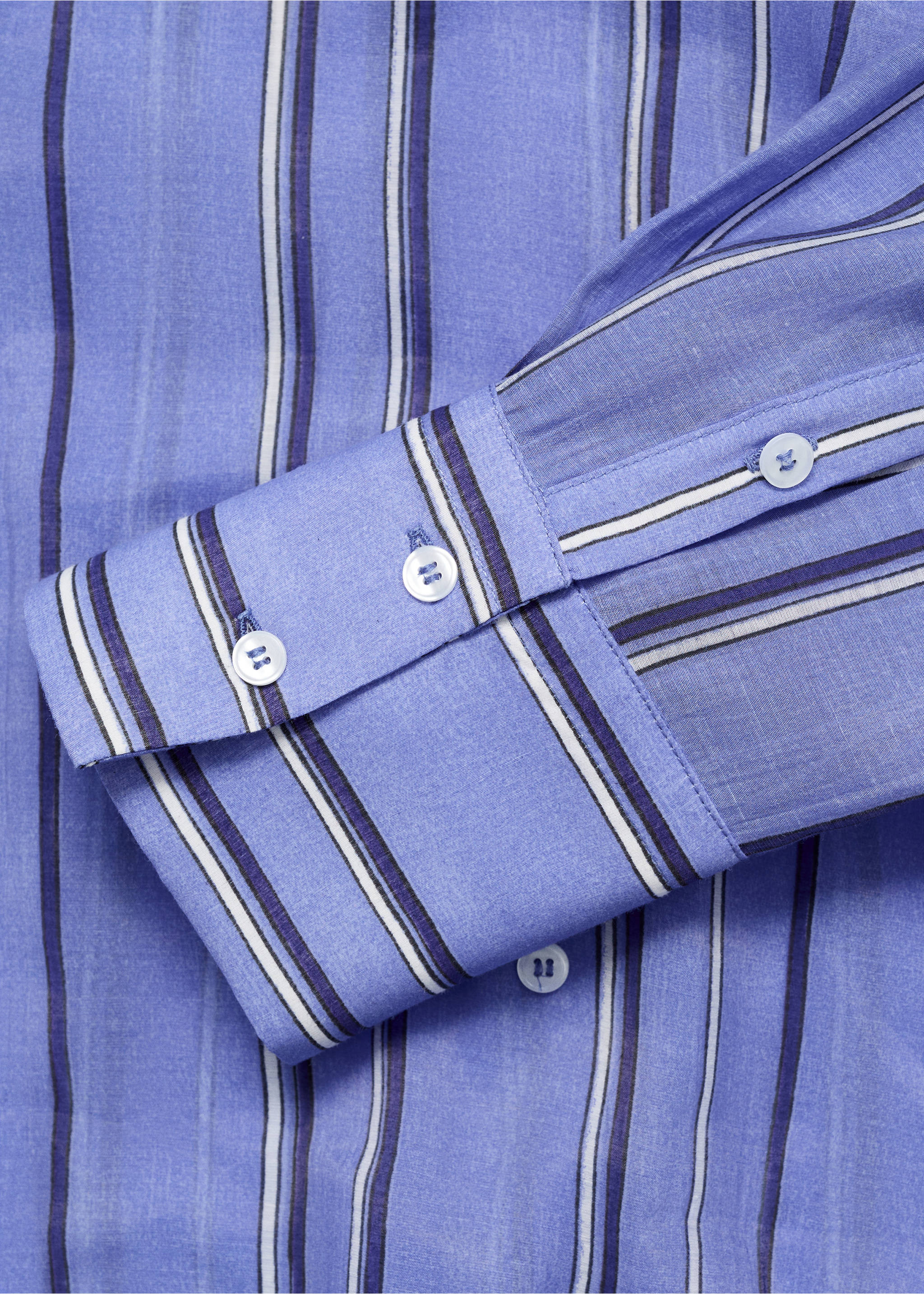 Striped shirt with multi-position closure - Details of the article 0, Blue. Ref: 87037194-00.
