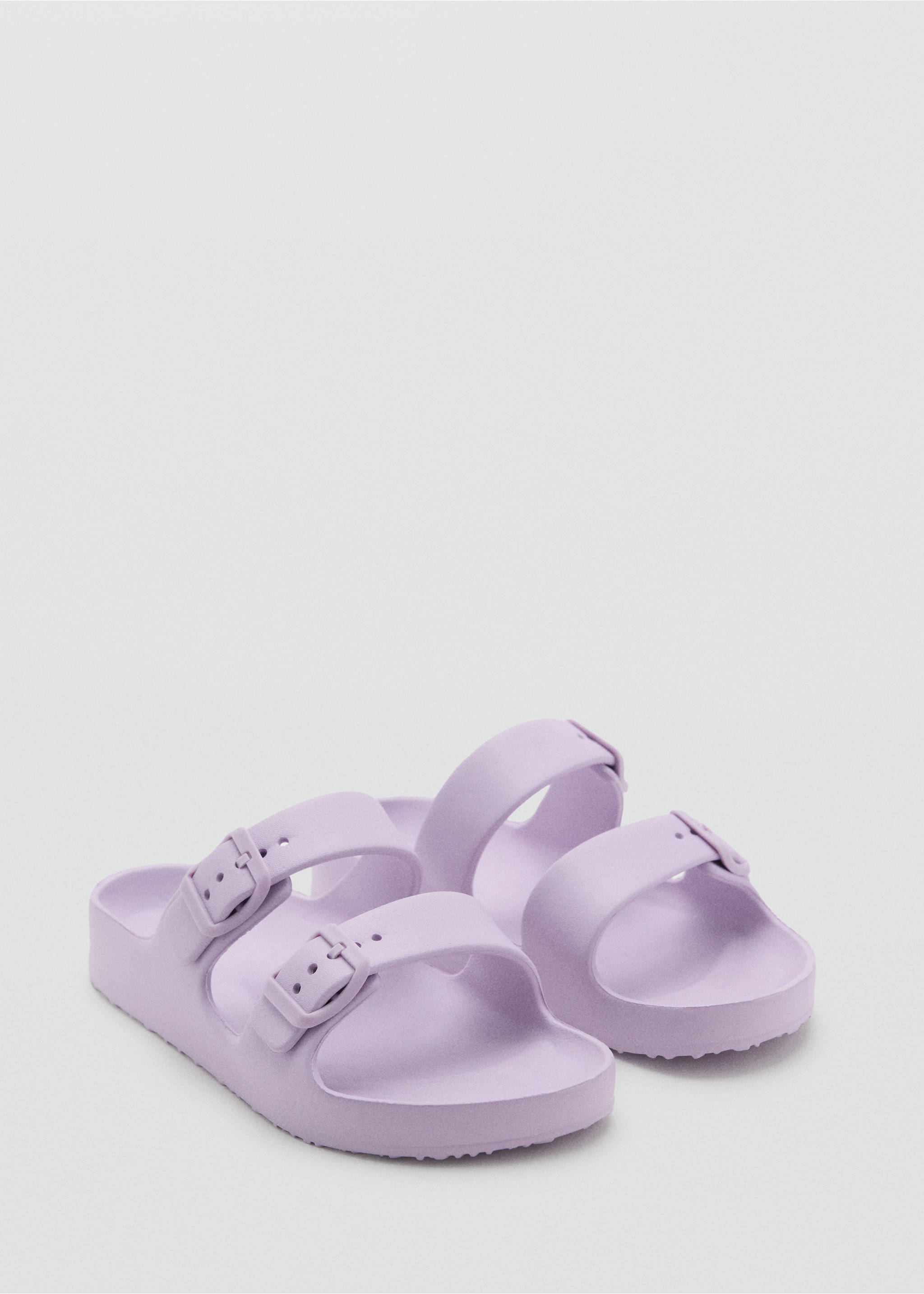 Flip-Flops mit Riemen und Schnalle - Mittlere Ansicht, Helllila/Pastelllila. Ref: 87037676-00.
