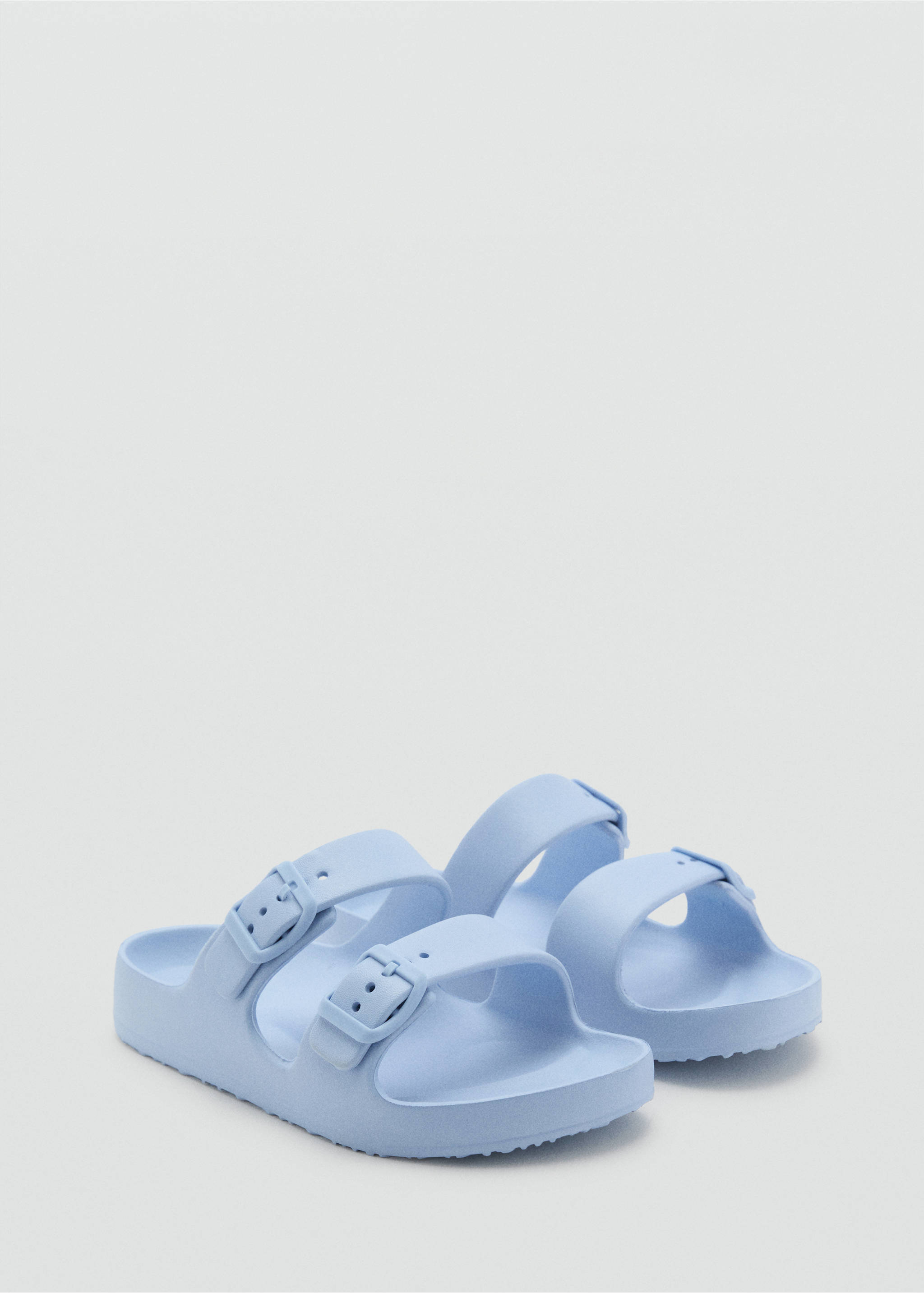 Flip-Flops mit Riemen und Schnalle - Mittlere Ansicht, Türkis. Ref: 87037677-00.