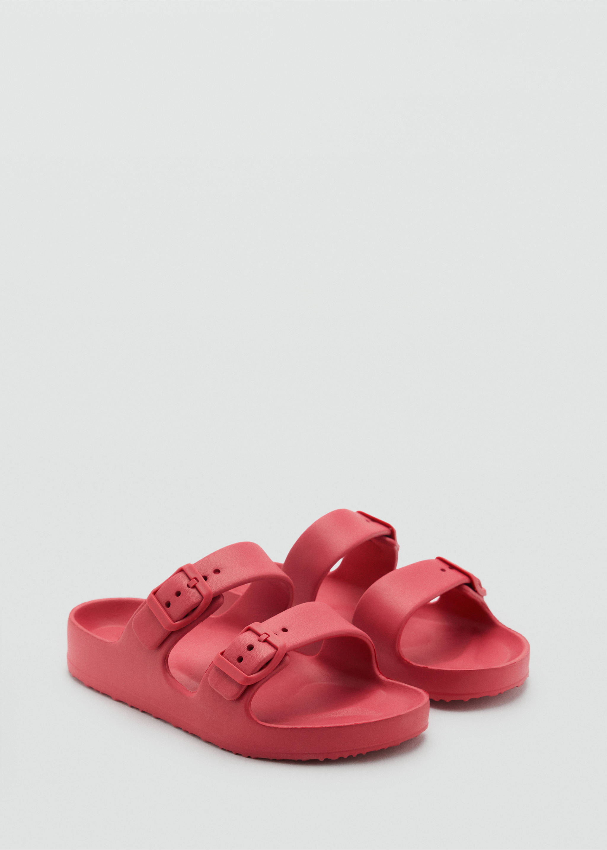 Flip-Flops mit Riemen und Schnalle - Allgemeine Ansicht, Erdbeerrot. Ref: 87037679-00.
