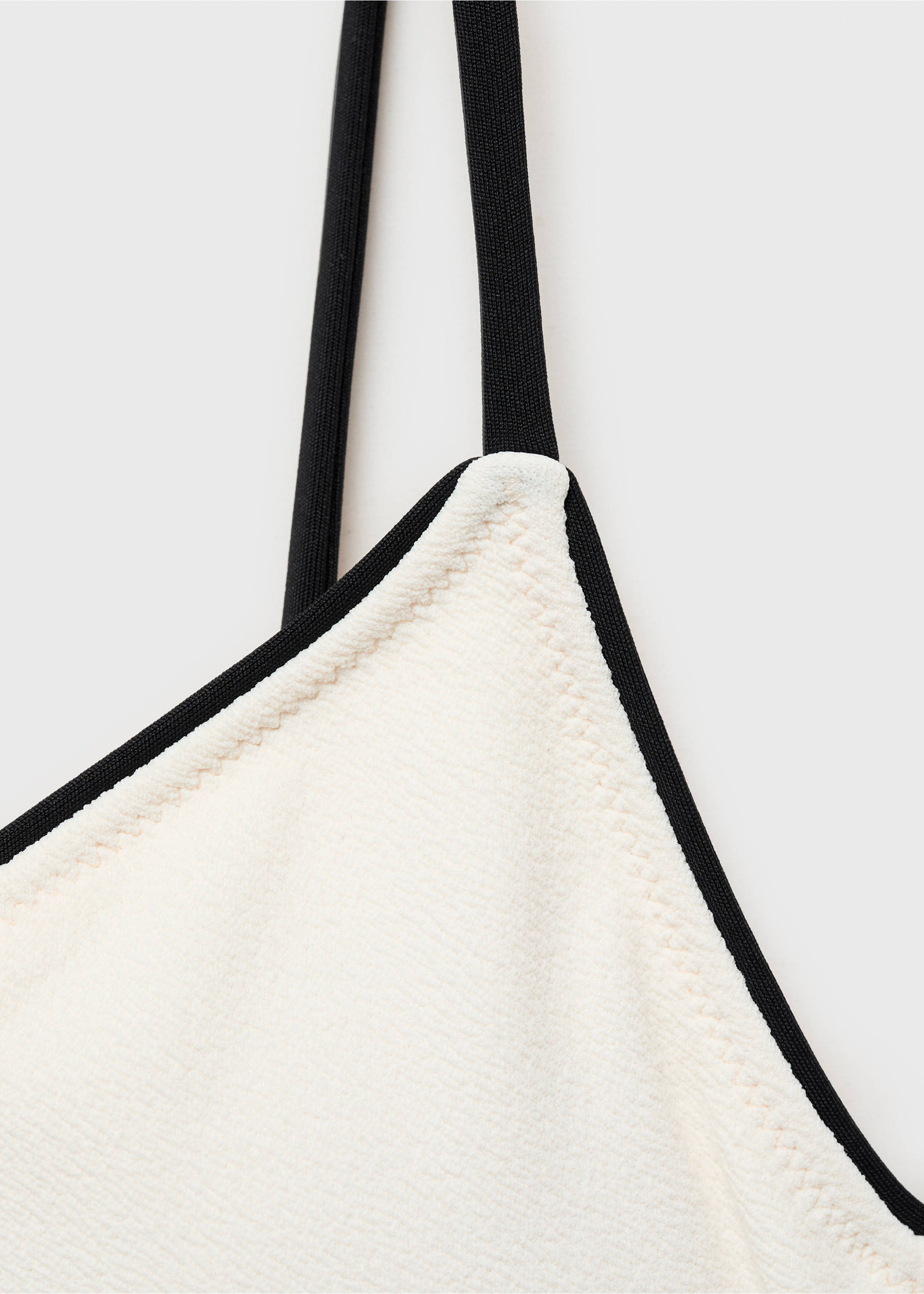 Bikini top with contrasting trim - Details of the article 8, White. Ref: 87037686-00.