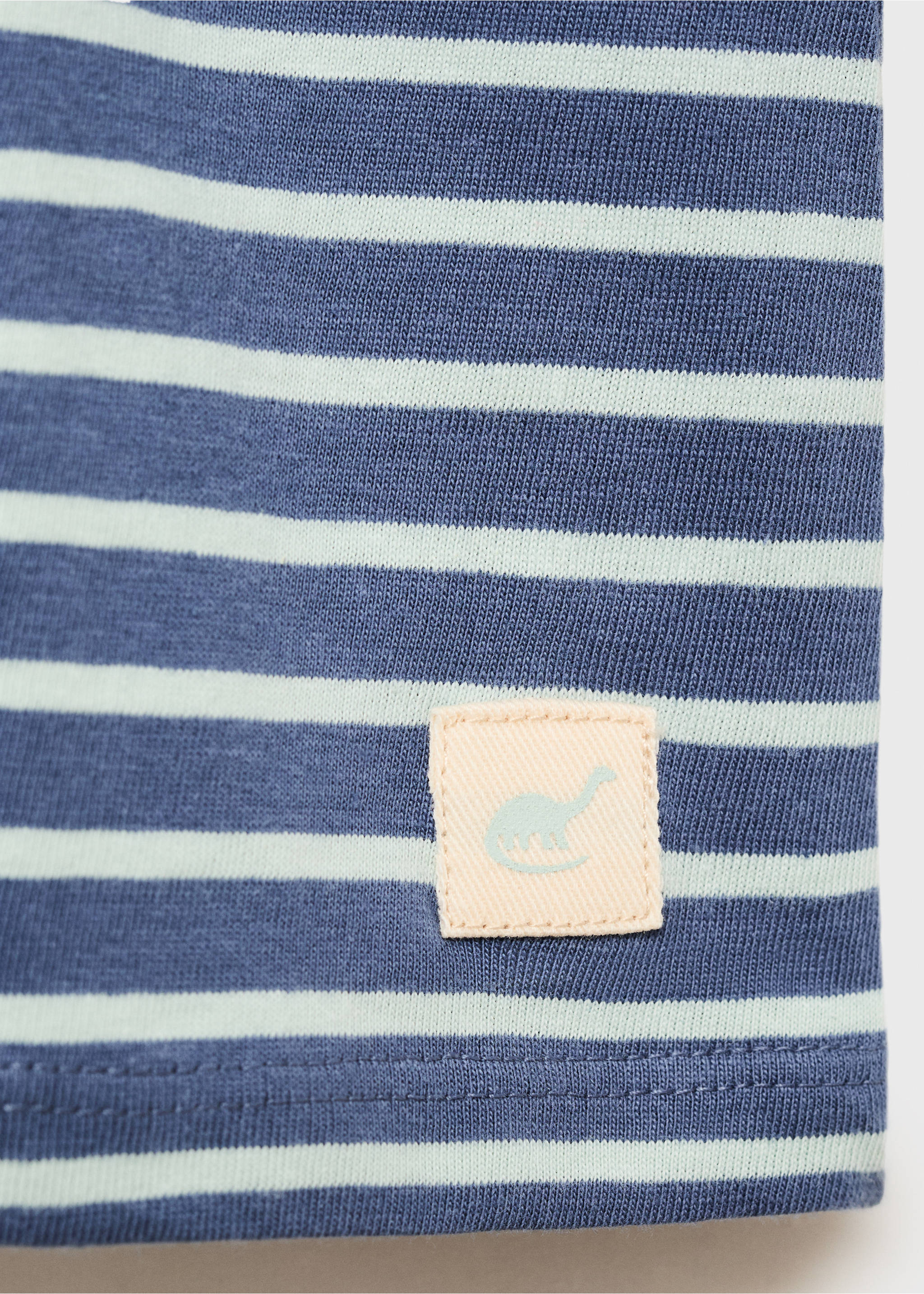 T-shirt coton à rayures - Détail de l'article 0, Vert pastel. Ref: 87037690-00.