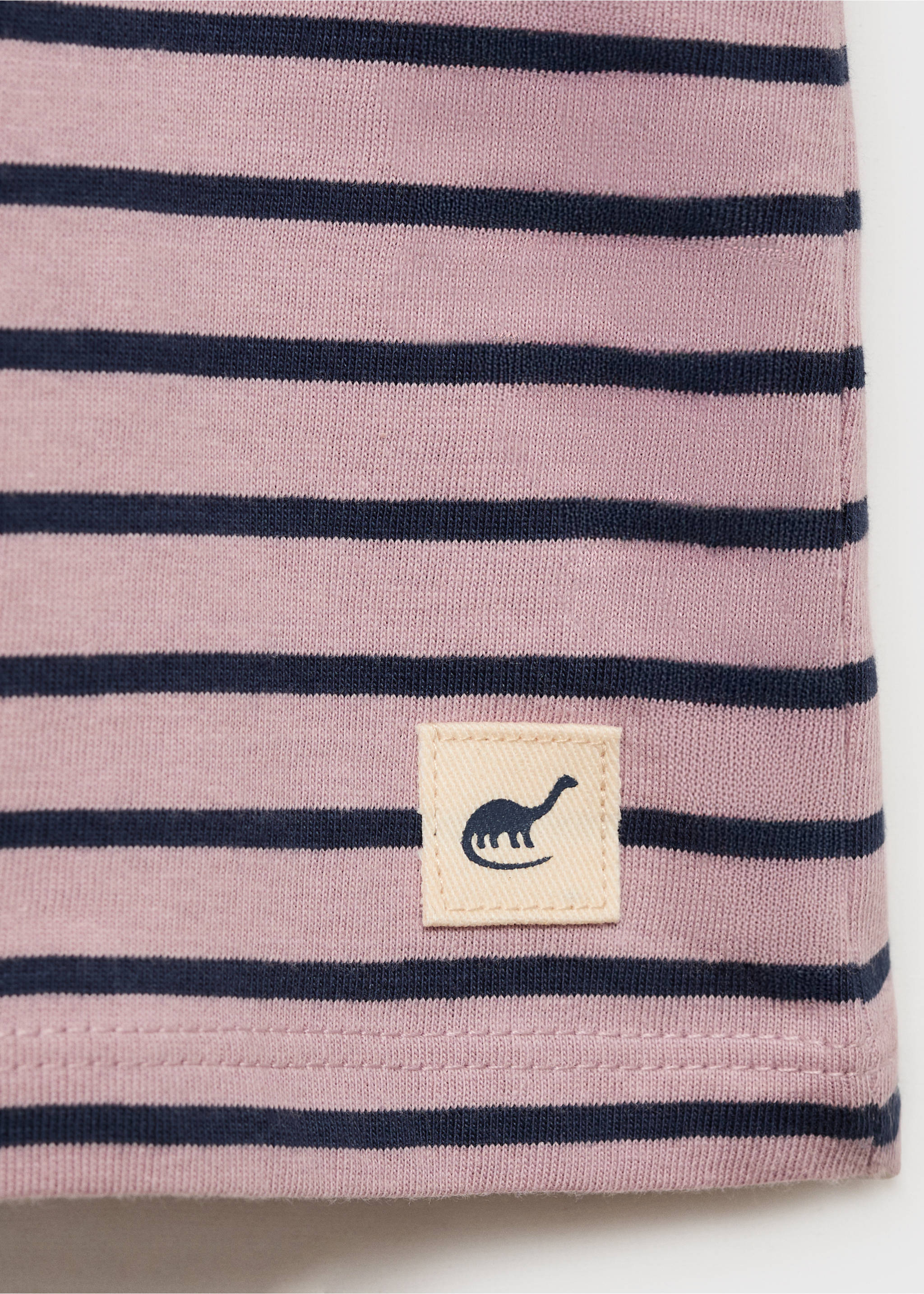 Striped cotton T-shirt - Details of the article 0, Pastel Pink. Ref: 87037690-00.