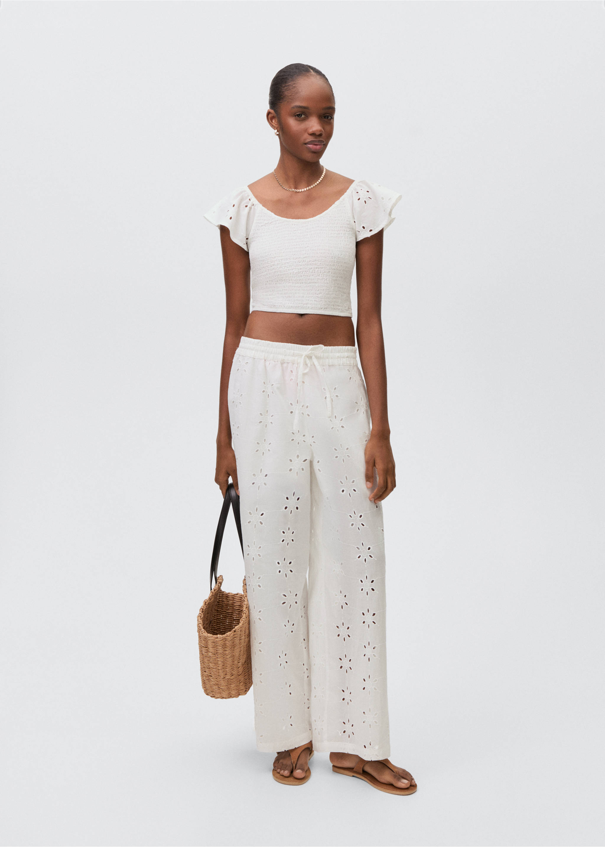 Ruffles embroidered top - General plane, Off White. Ref: 87037695-00.