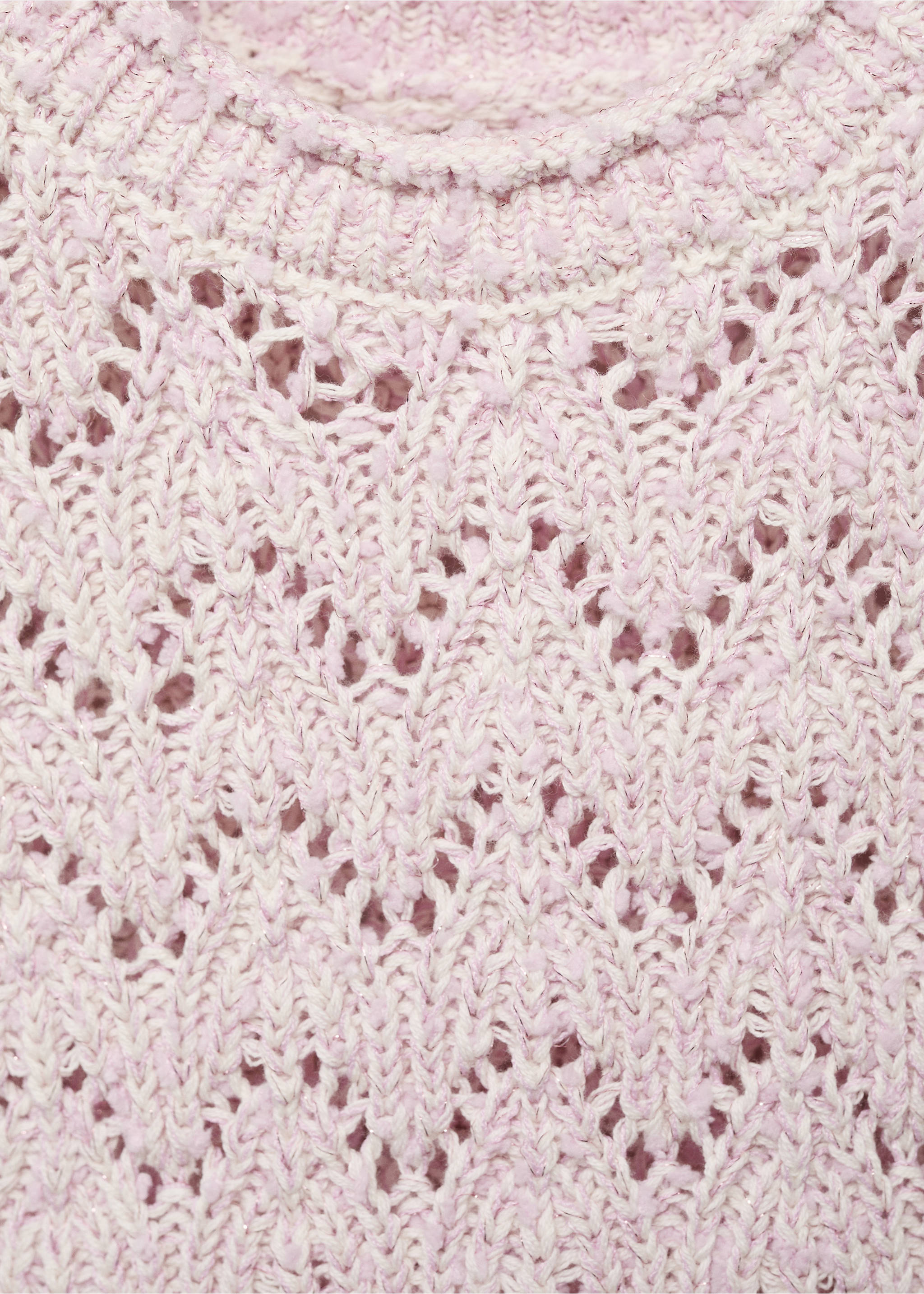 Openwork knit top - Details of the article 8, Pastel Pink. Ref: 87037698-00.