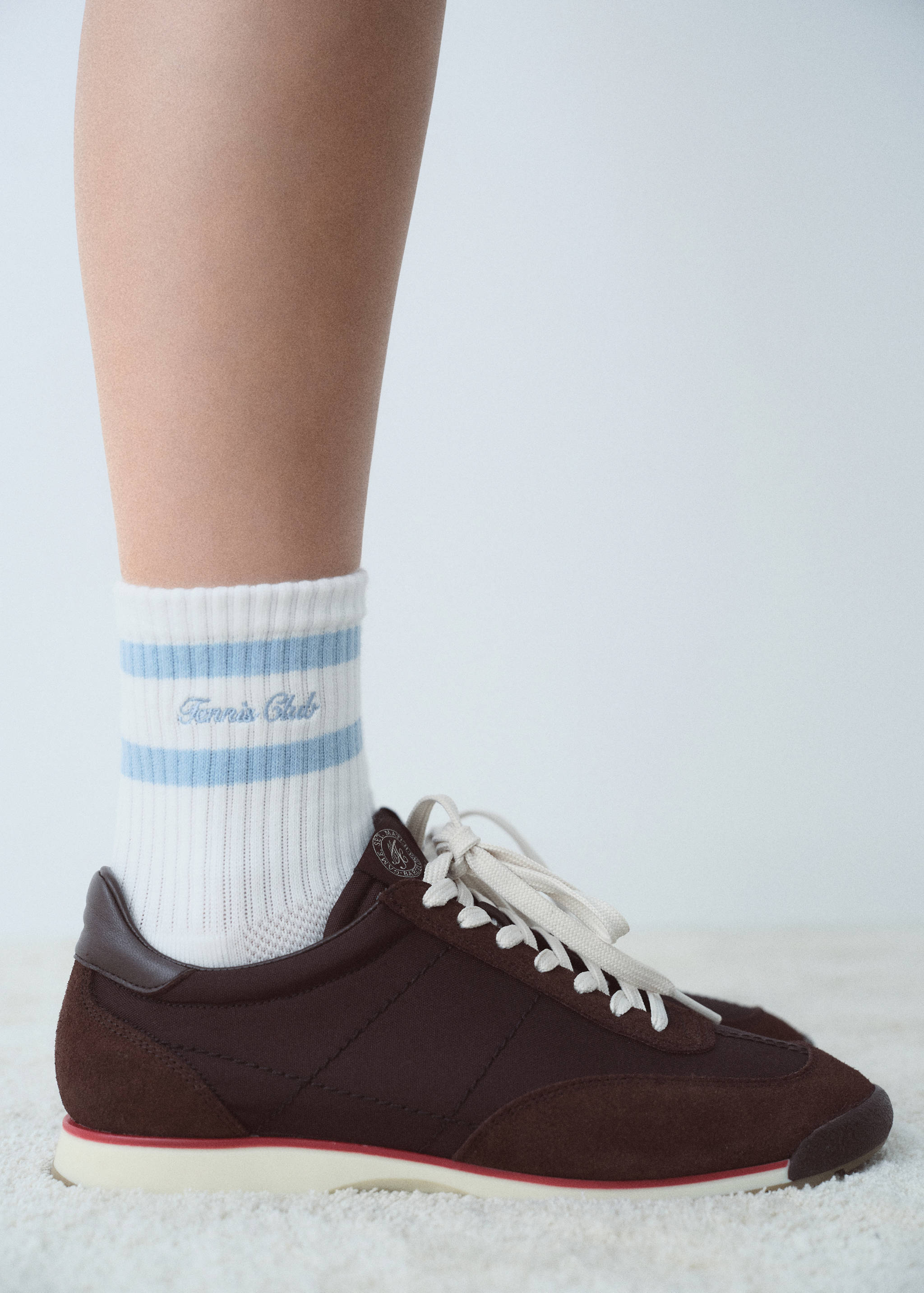 Striped socks with embroidered message - General plane