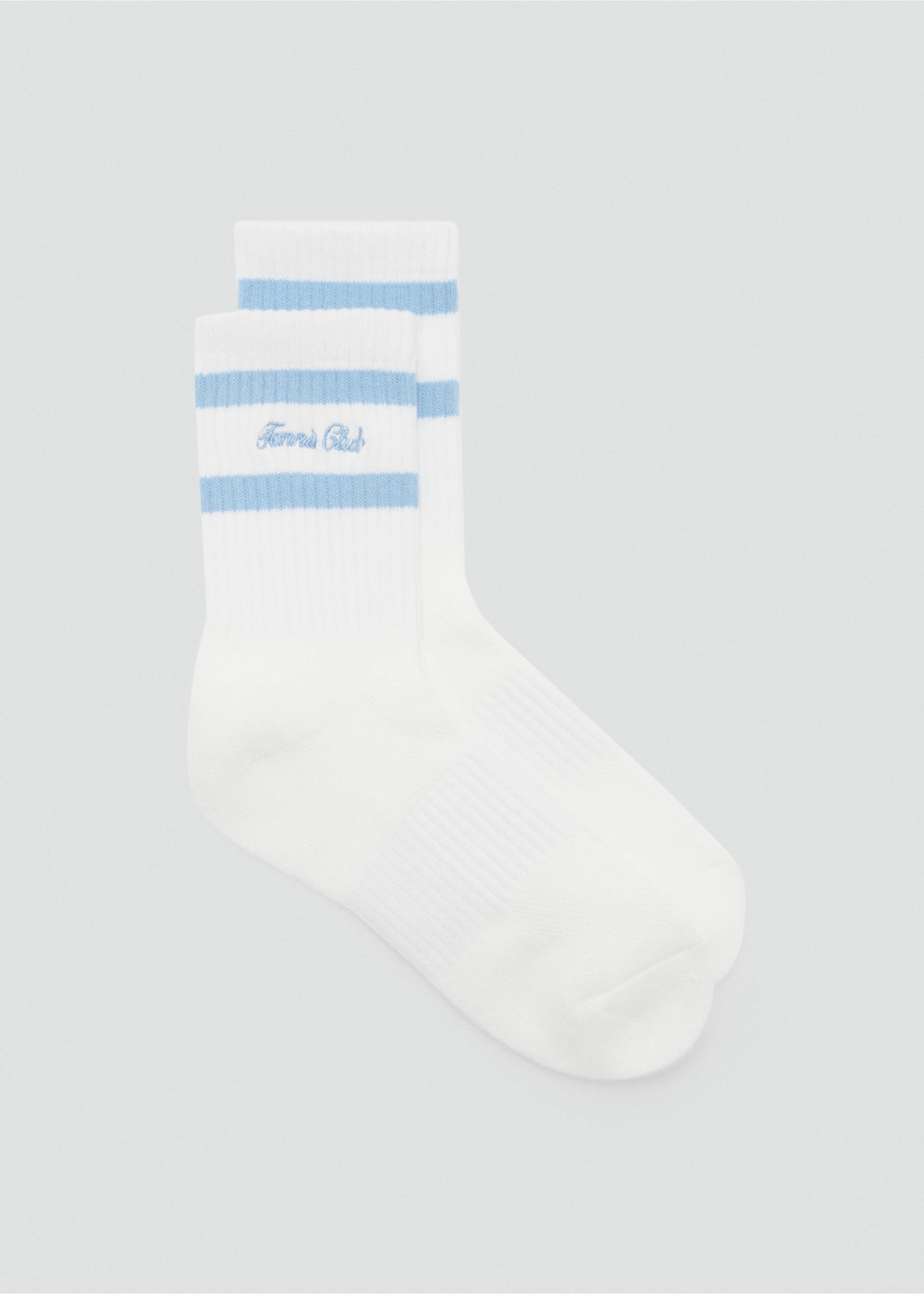 Gestreifte Socken mit aufgesticktem Schriftzug - Artikel ohne Model, Himmelblau. Ref: 87037707-00.