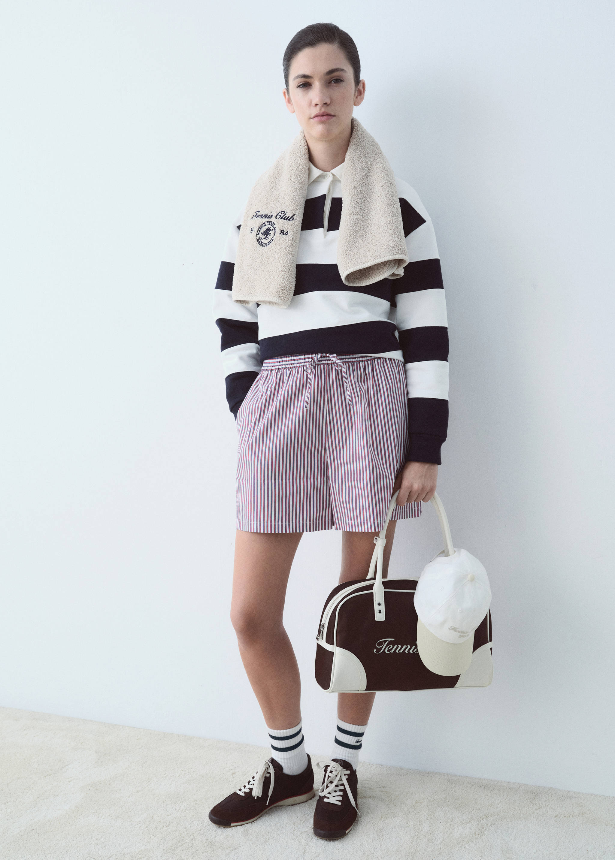 Striped socks with embroidered message - General plane