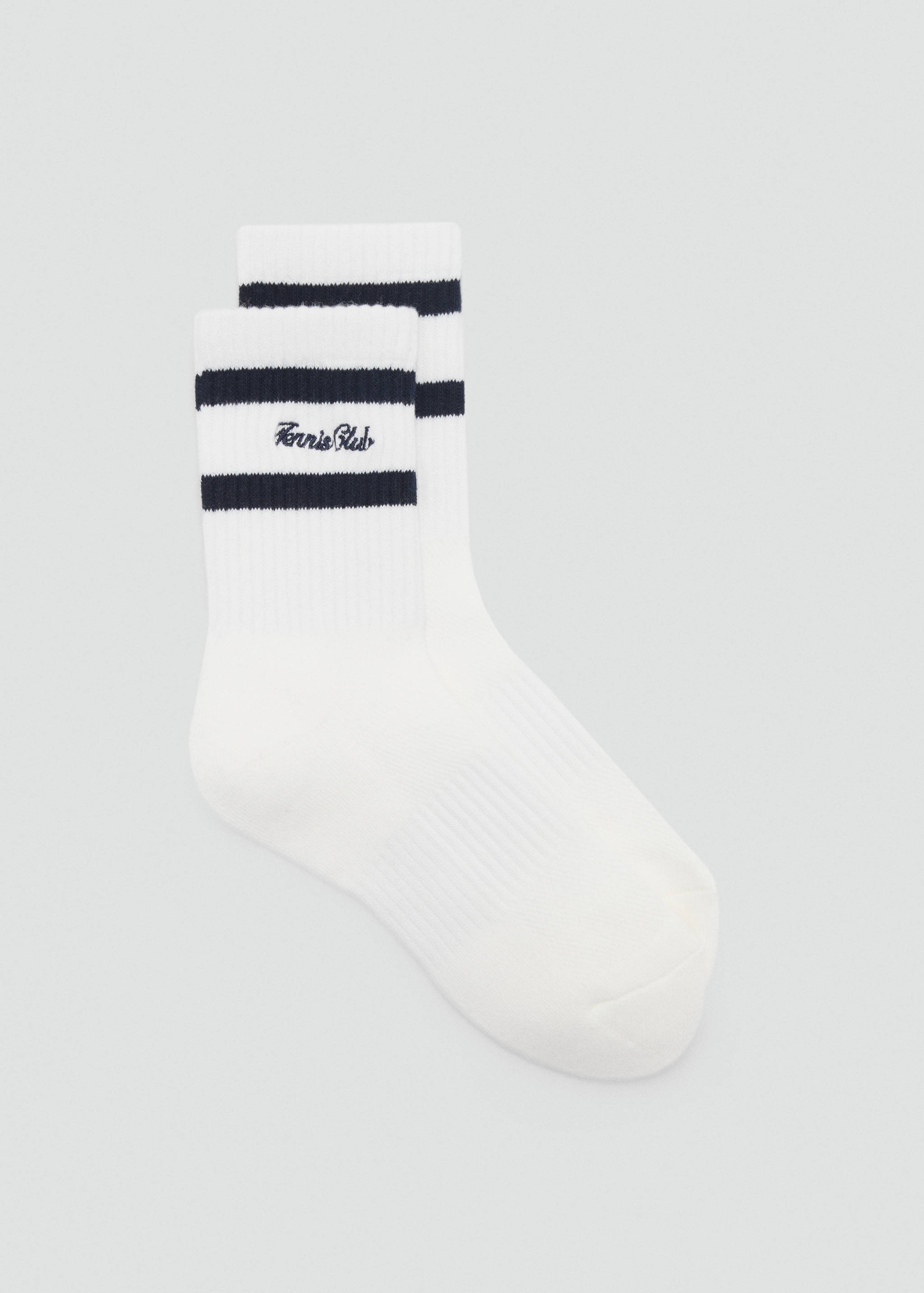 Gestreifte Socken mit aufgesticktem Schriftzug - Artikel ohne Model