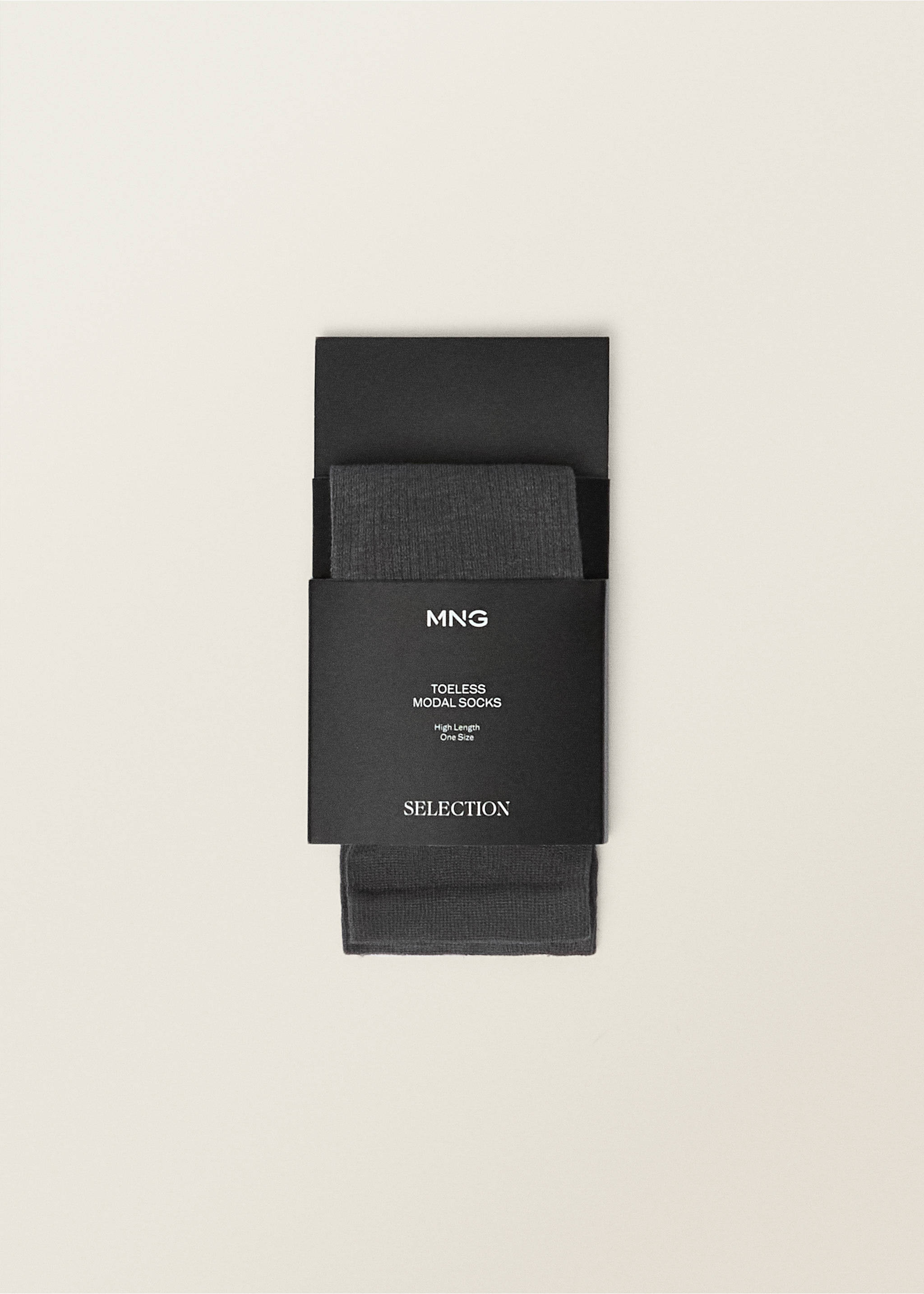 Long socks with opening - Details of the article 2, Charcoal. Ref: 87037711-00.