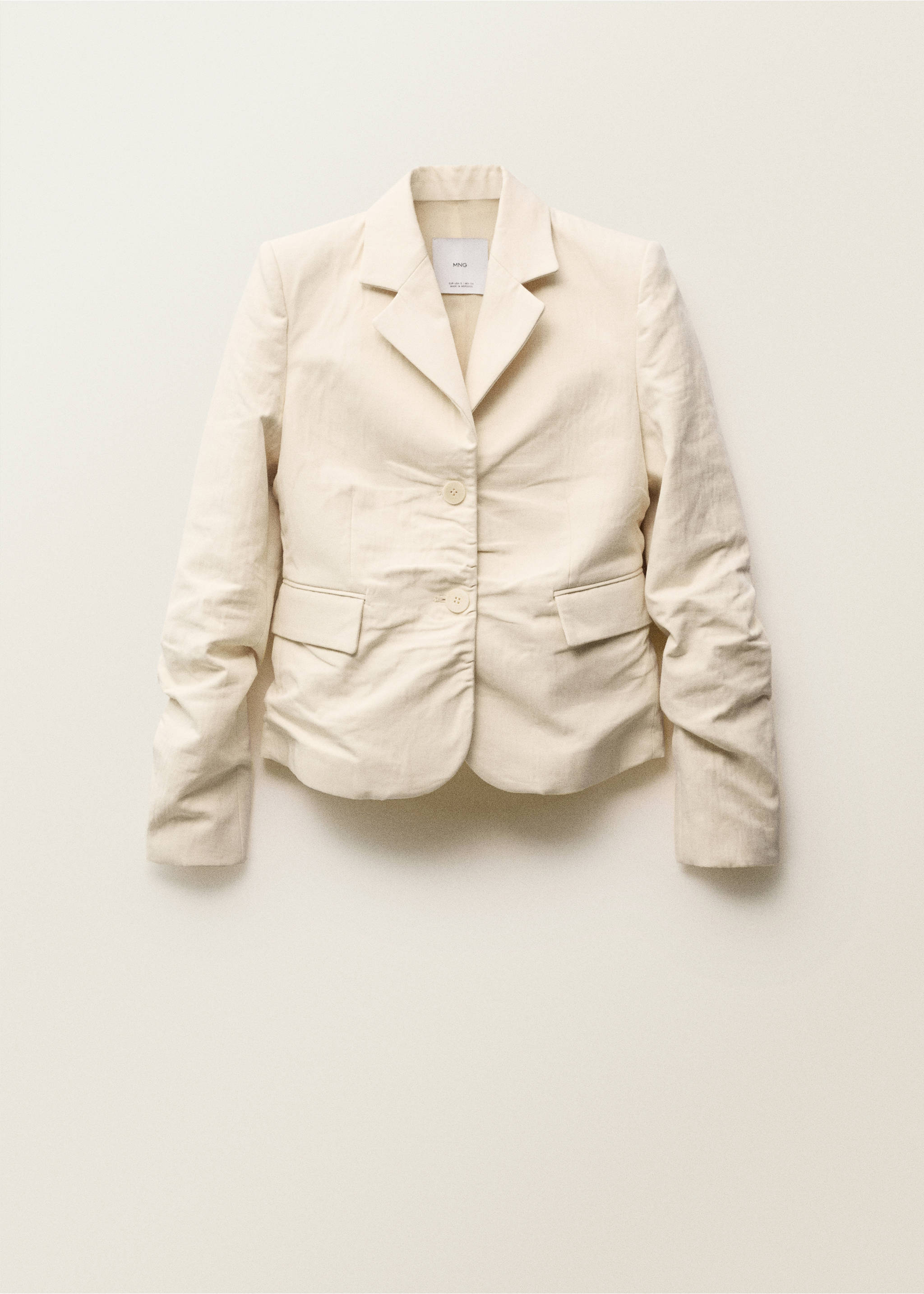 Creased linen-blend suit jacket - Article without model, Ecru. Ref: 87037717-00.