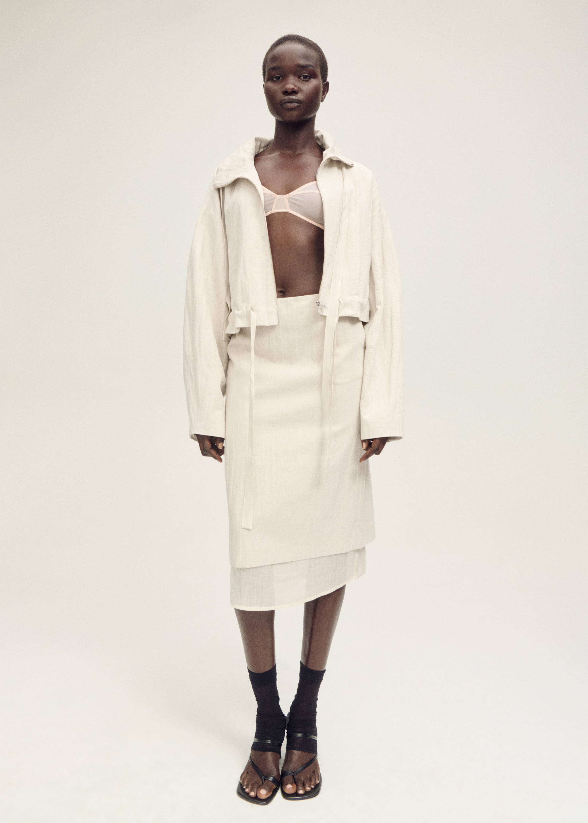 Combined linen-blend midi-skirt - General plane