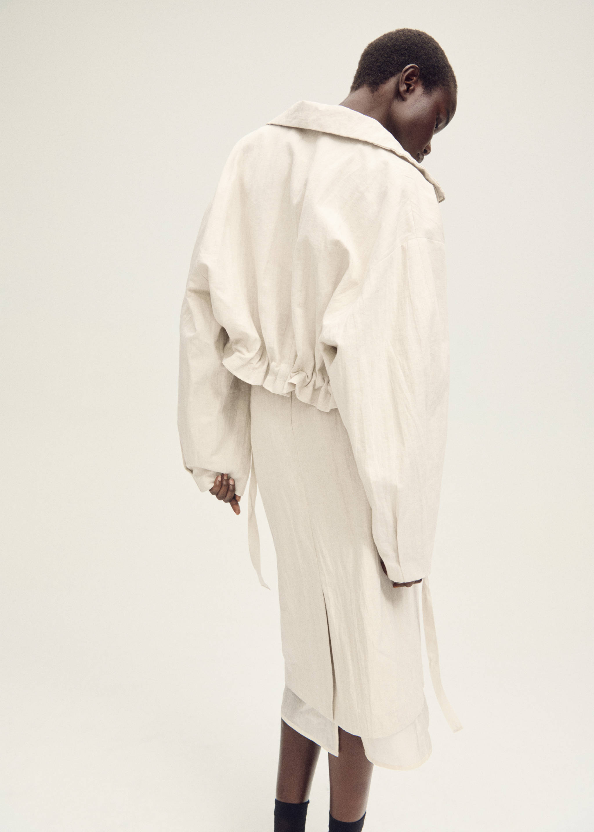 Combined linen-blend midi-skirt - Reverse of the article