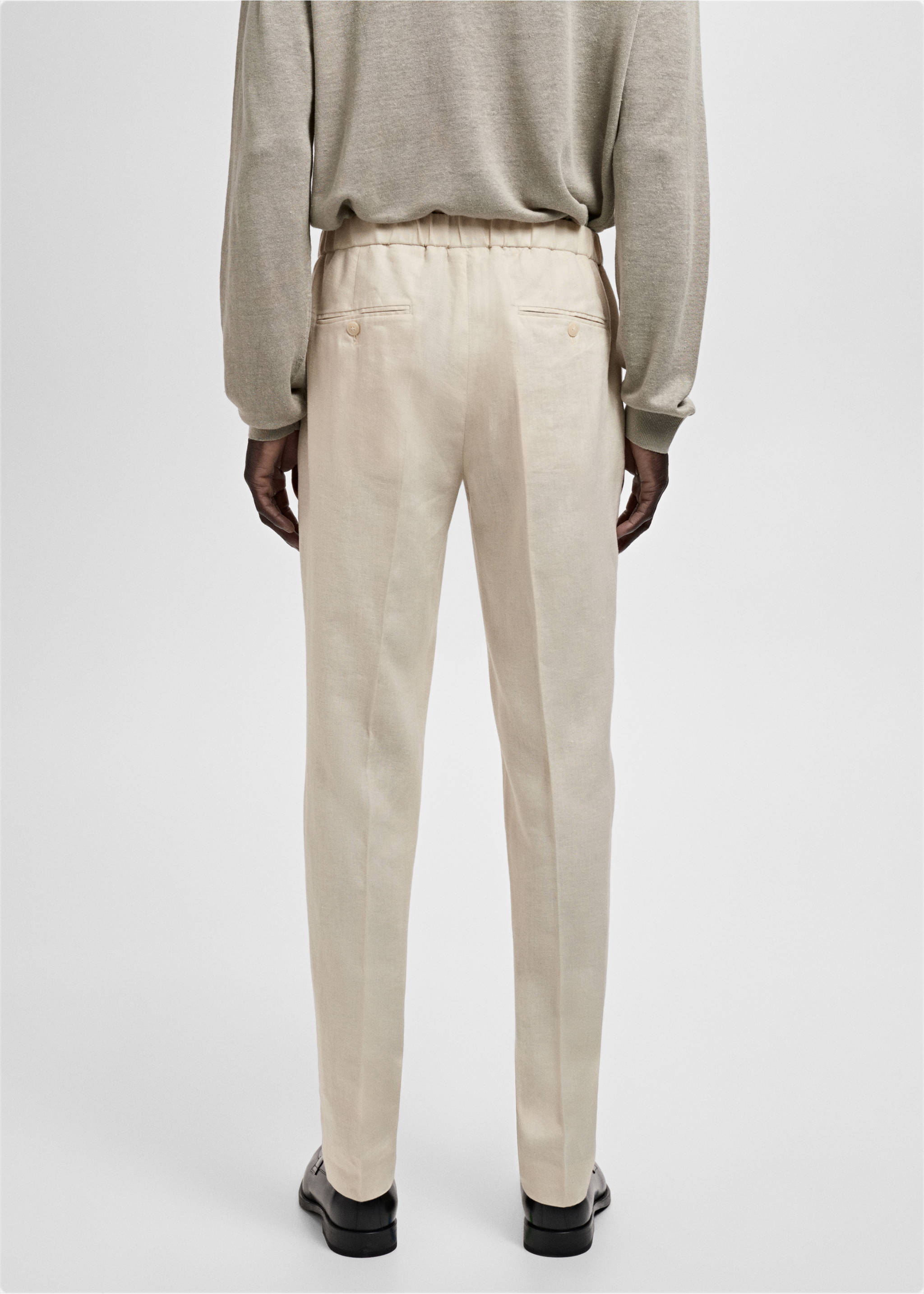 Salerno 100% linen slim fit suit trousers - Reverse of the article, Ecru. Ref: 87037887-00.