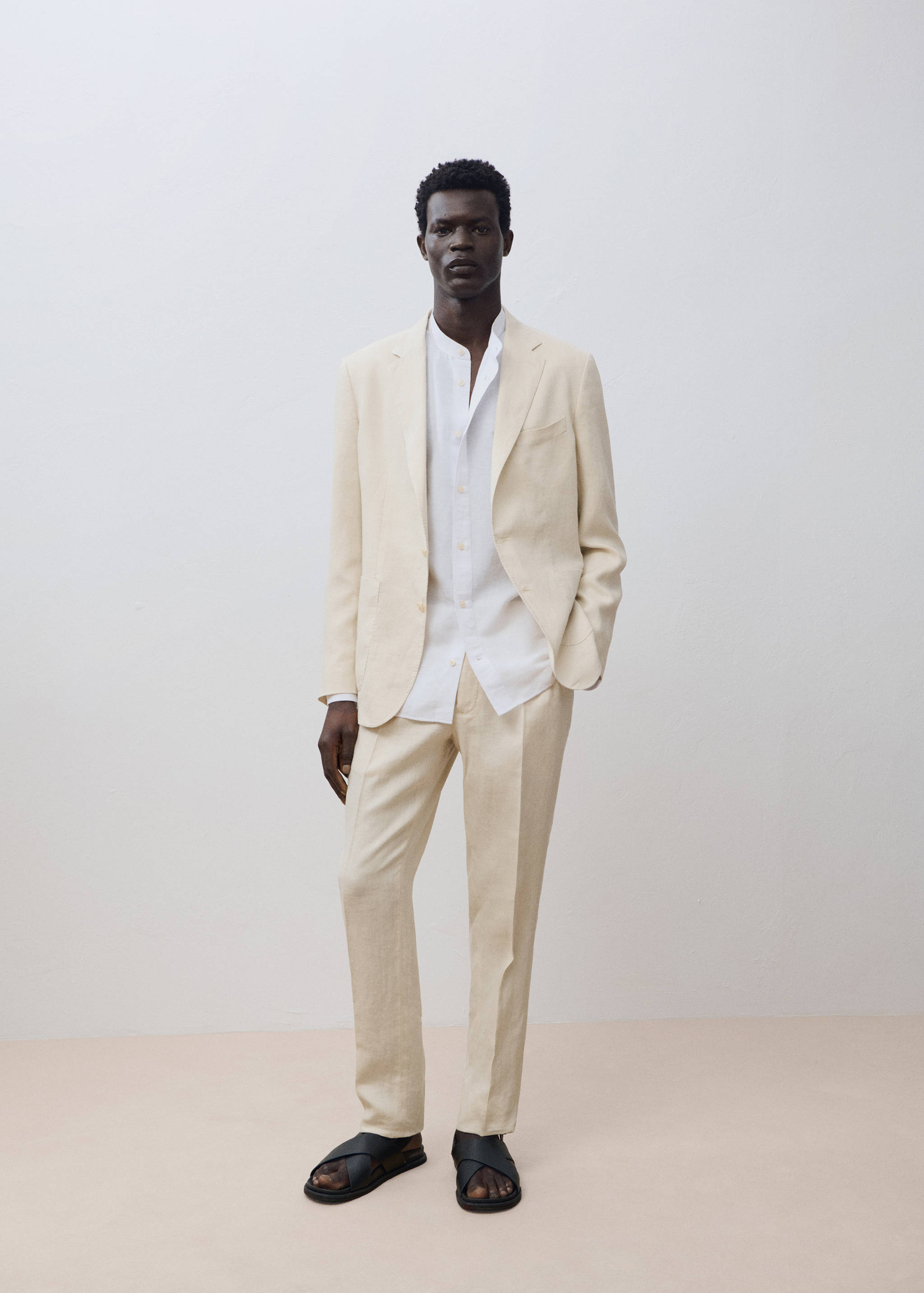 Salerno 100% linen slim fit suit trousers - Details of the article 5