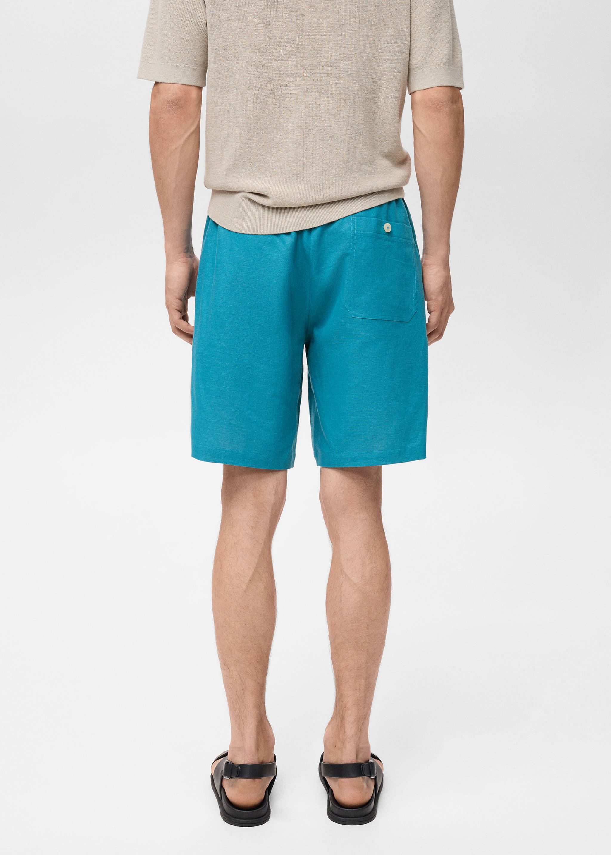 Linen-blend bermuda shorts with drawstring - Reverse of the article