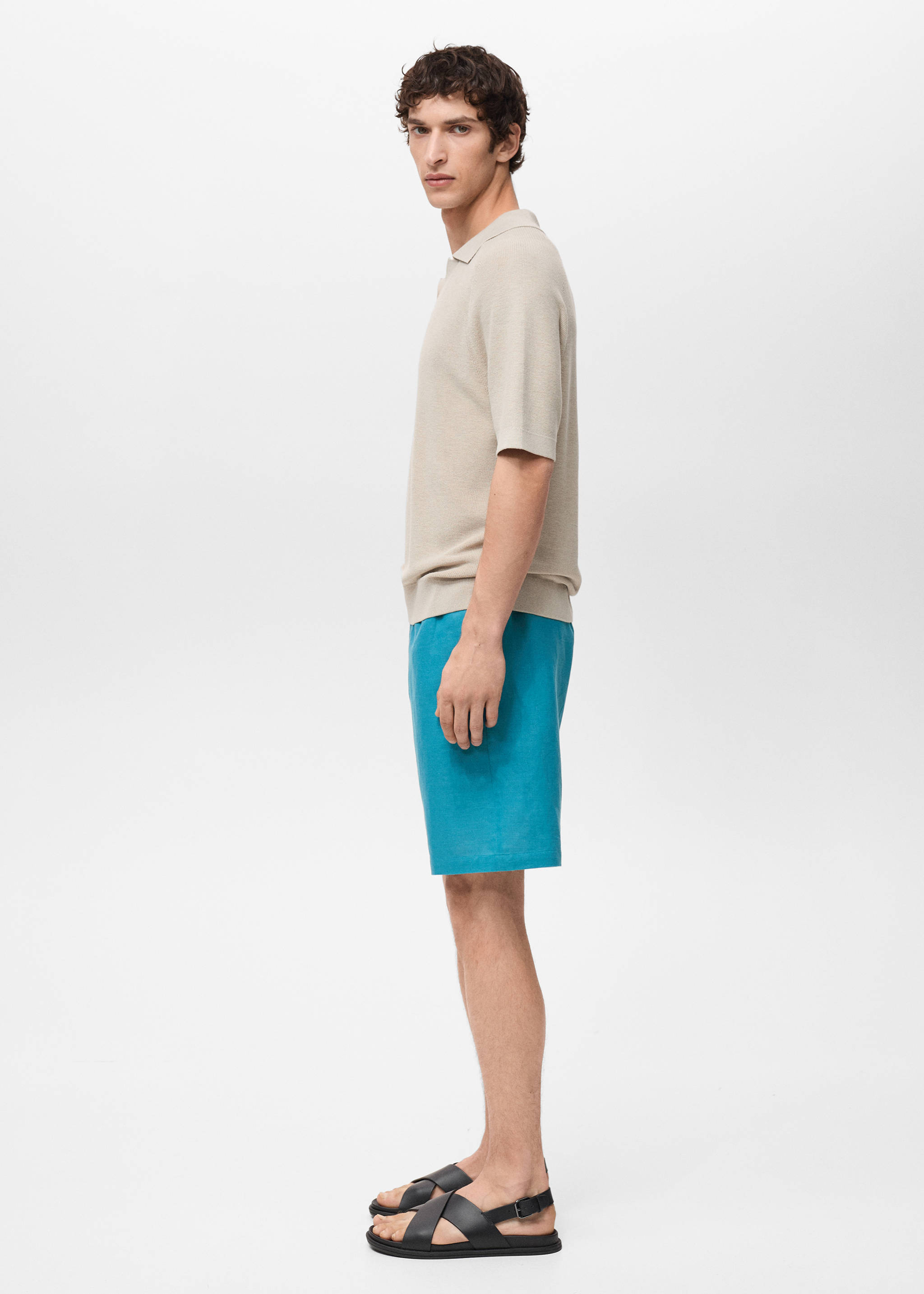 Linen-blend bermuda shorts with drawstring - Details of the article 2