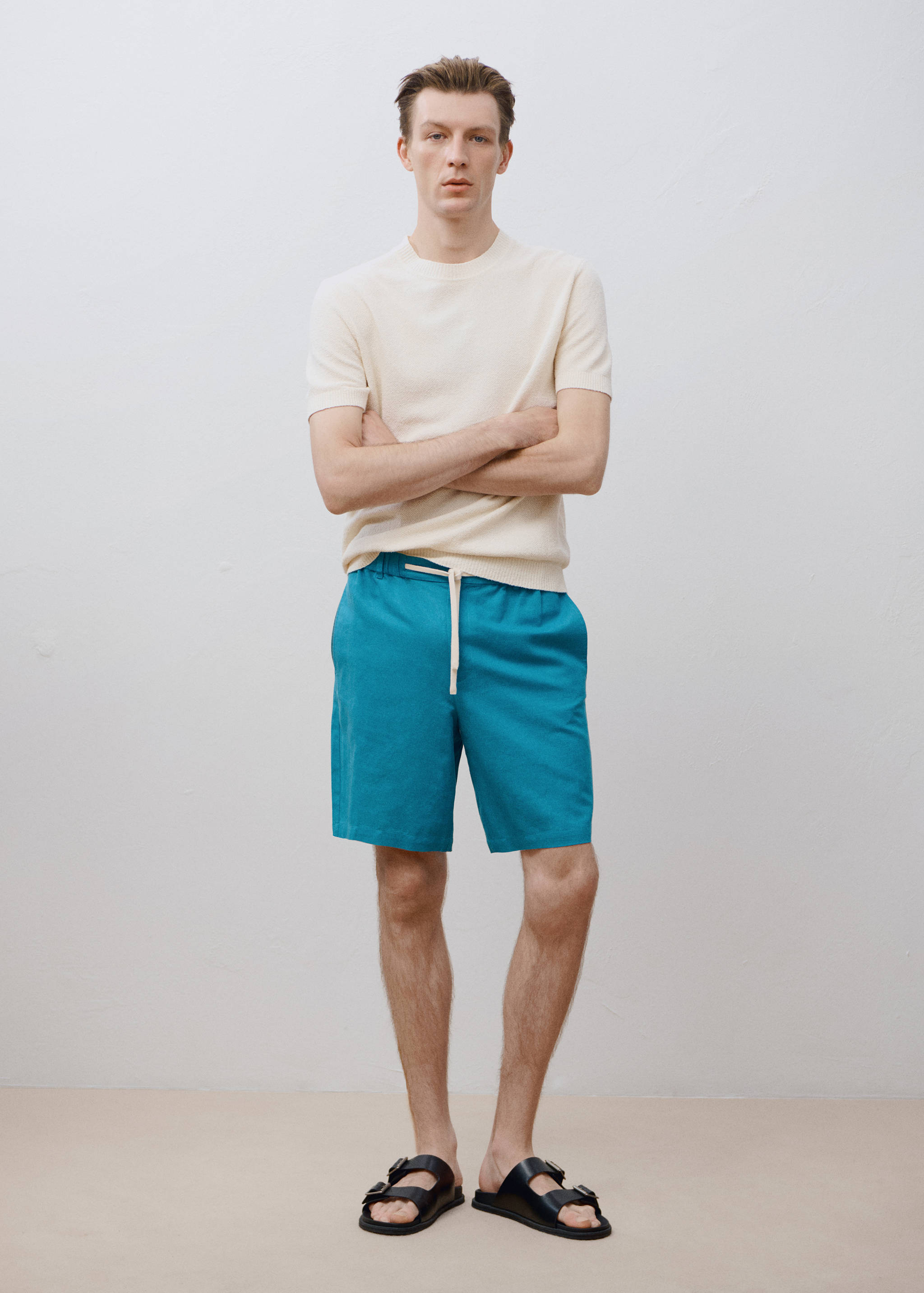 Linen-blend bermuda shorts with drawstring - Details of the article 5