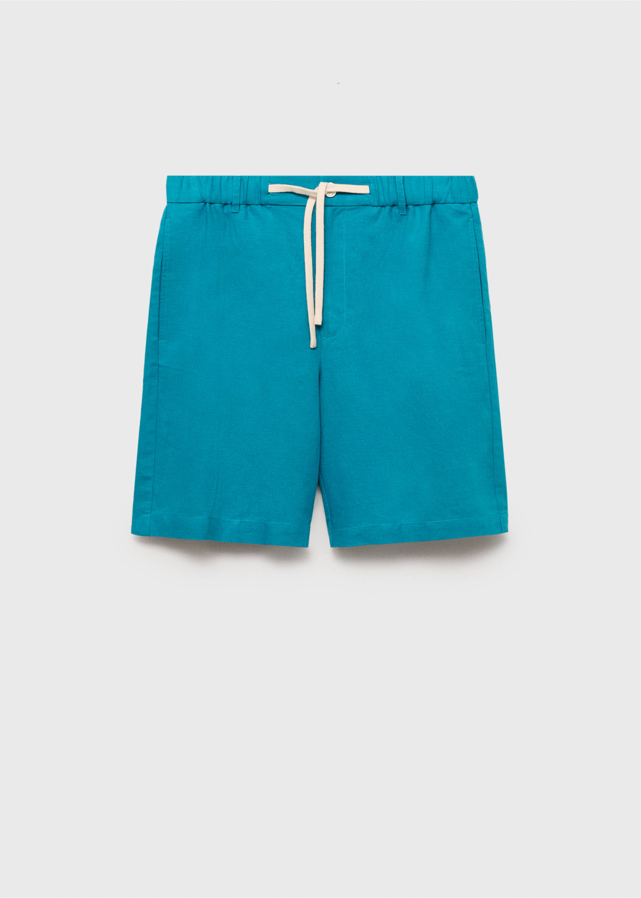 Bermudashorts aus Leinenmischgewebe mit Kordelzug - Artikel ohne Model, Türkis. Ref: 87037888-00.