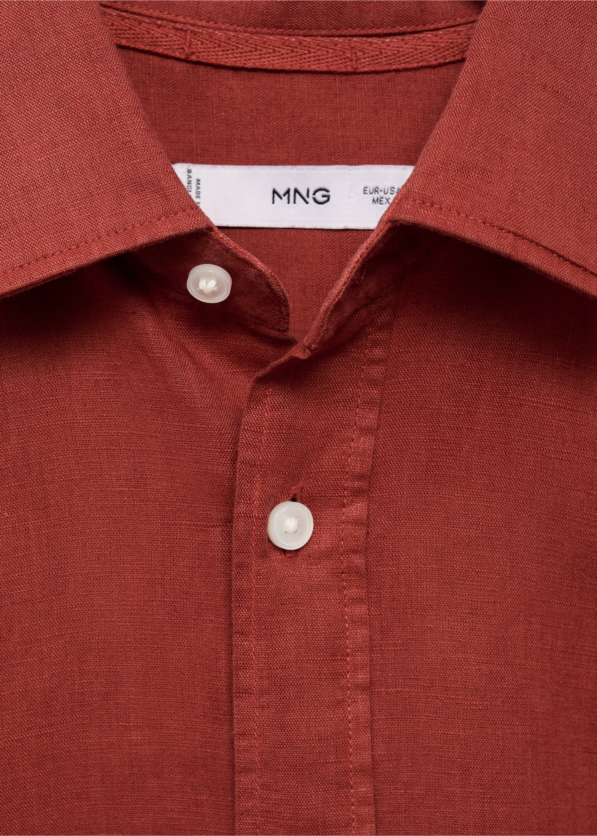 Camisa lino - Detalle del artículo 8, Rojo. Ref: 87037891-00.