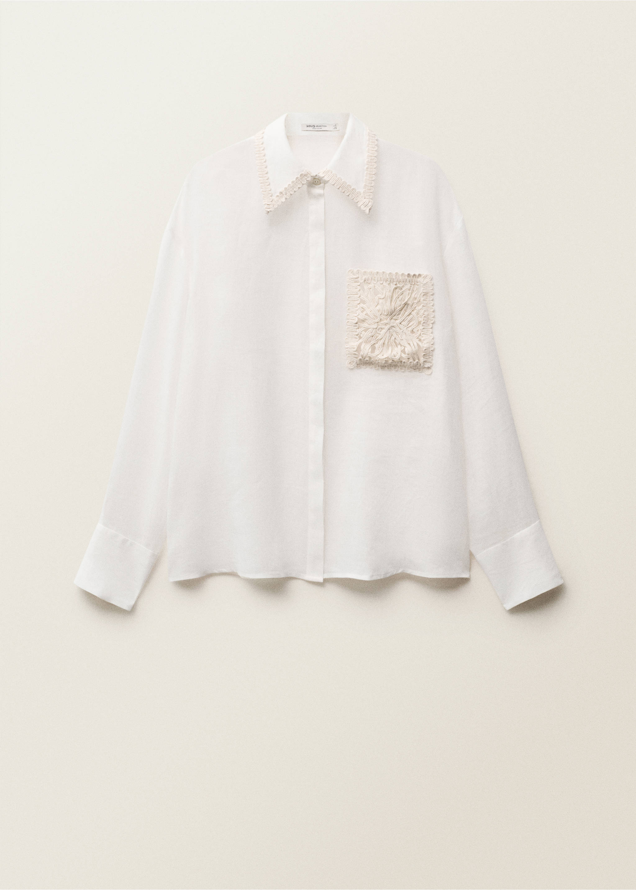 Camisa ramio bolsillo bordado - Artículo sin modelo, Blanco roto. Ref: 87037897-00.