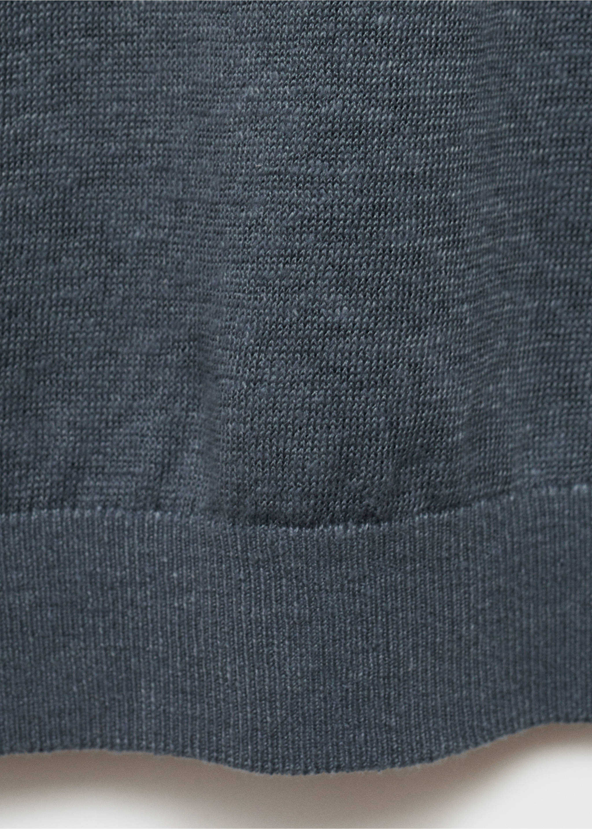 100% linen t-shirt with ribbed trim - Details of the article 8, Petrol Blue. Ref: 87037898-00.