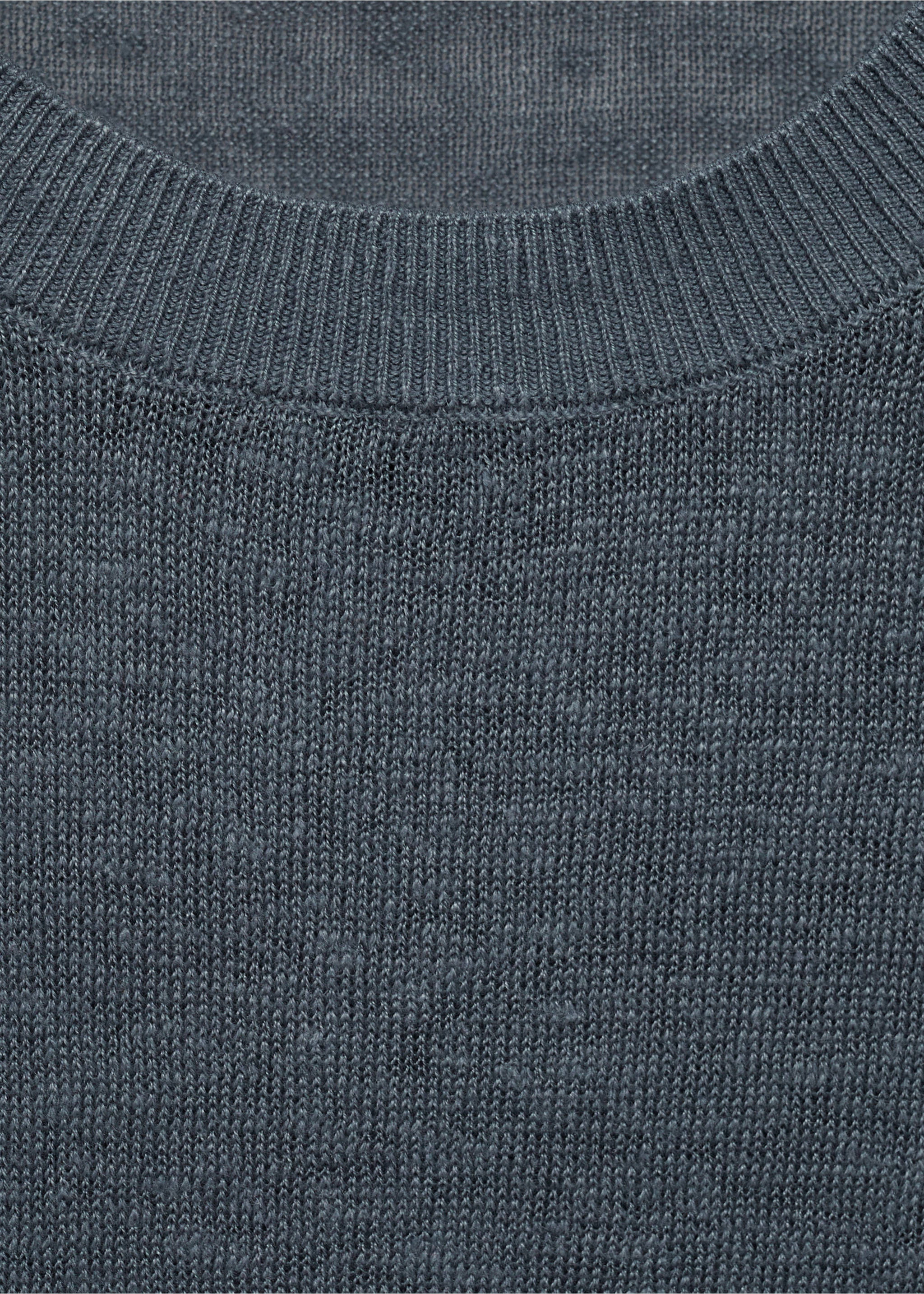 100% linen t-shirt with ribbed trim - Details of the article 0, Petrol Blue. Ref: 87037898-00.