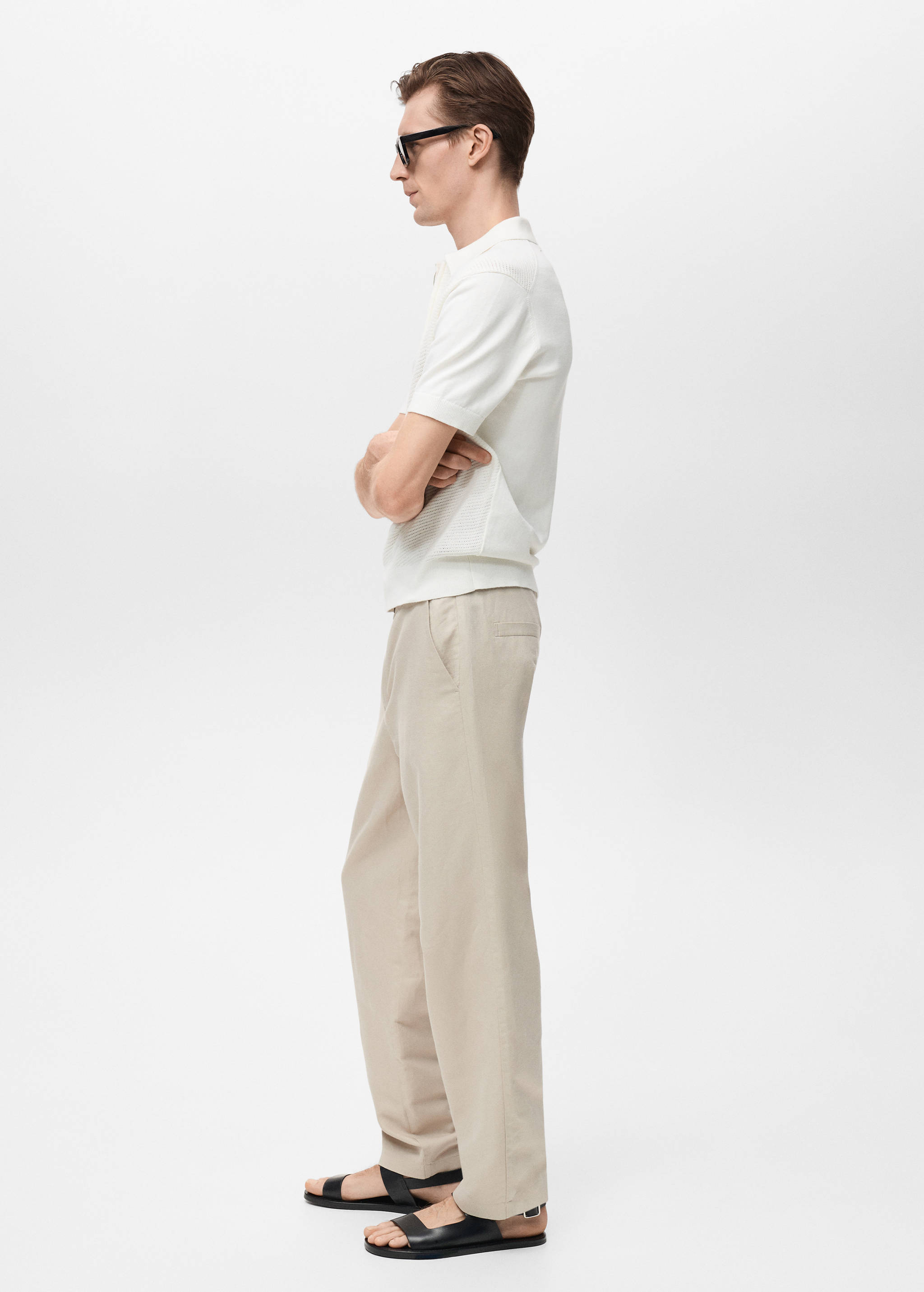 Openwork knitted polo shirt with zip - Details of the article 2