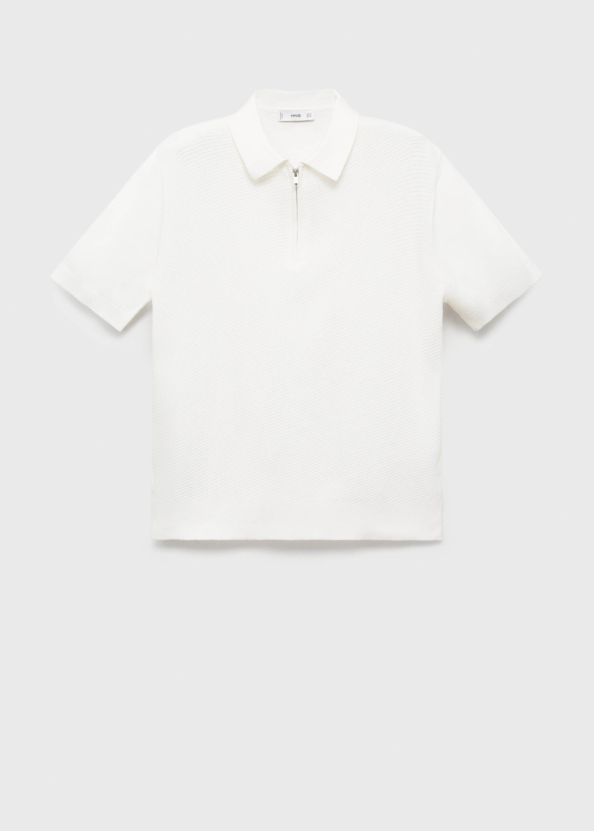 Openwork knitted polo shirt with zip - Article without model