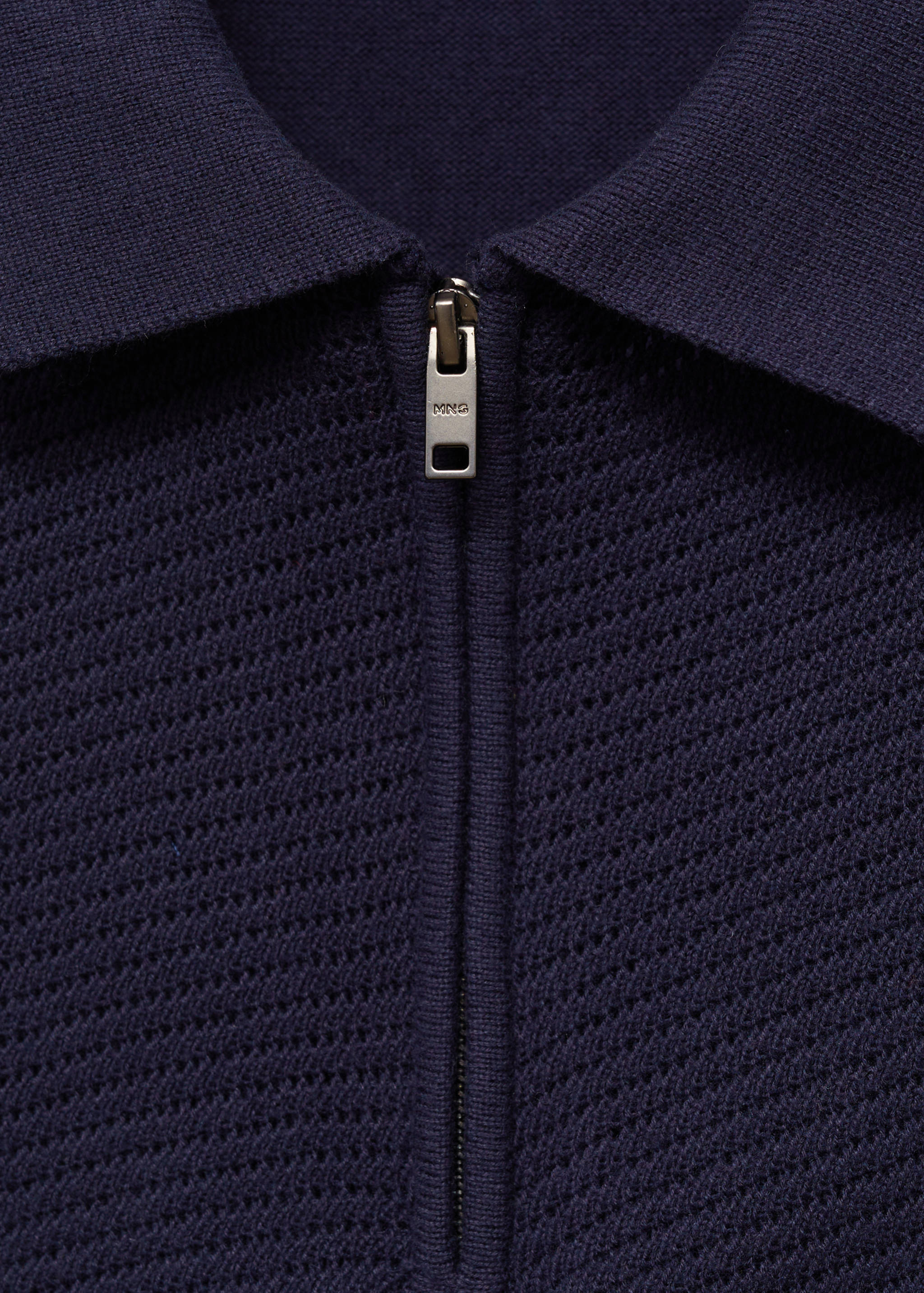 Openwork knitted polo shirt with zip - Details of the article 8