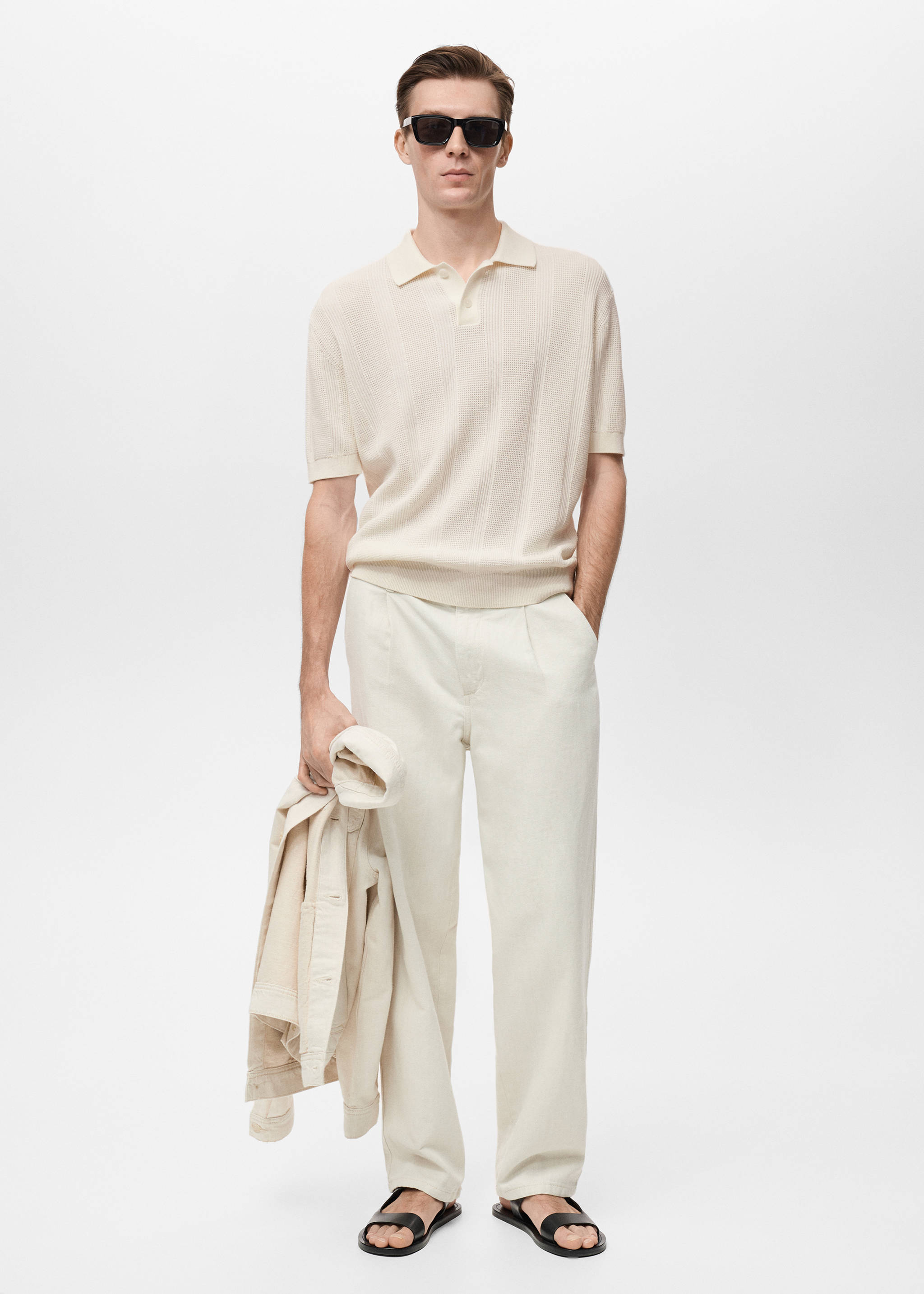 Polokošile z žebrovaného úpletu se strukturními pruhy - Celkový náhled