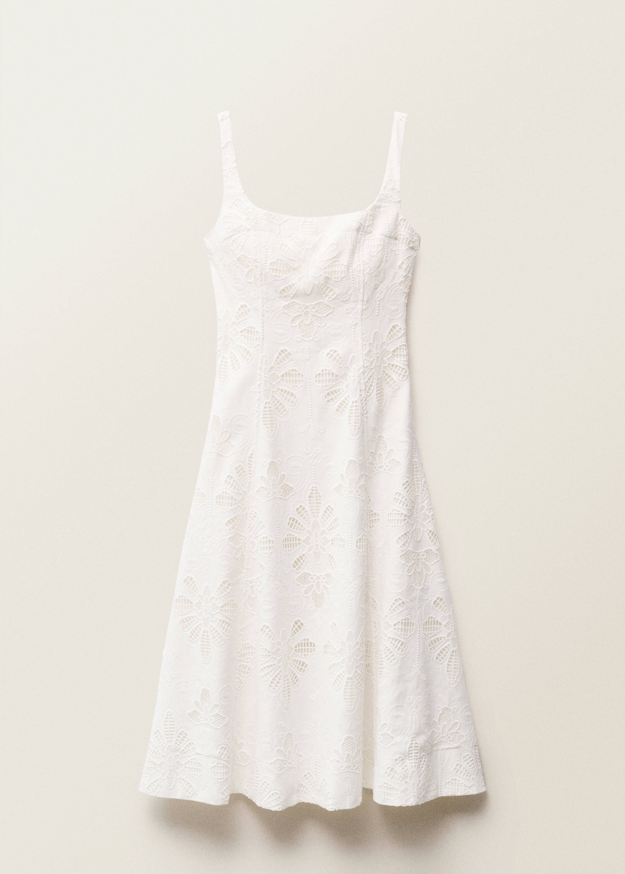 Linen floral-embroidered flared dress - Article without model