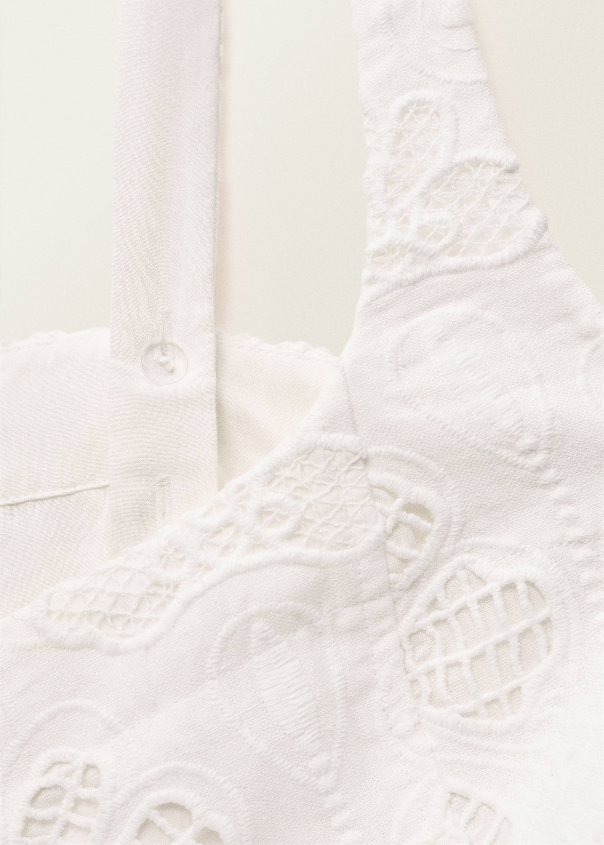 Linen floral-embroidered flared dress - Details of the article 0