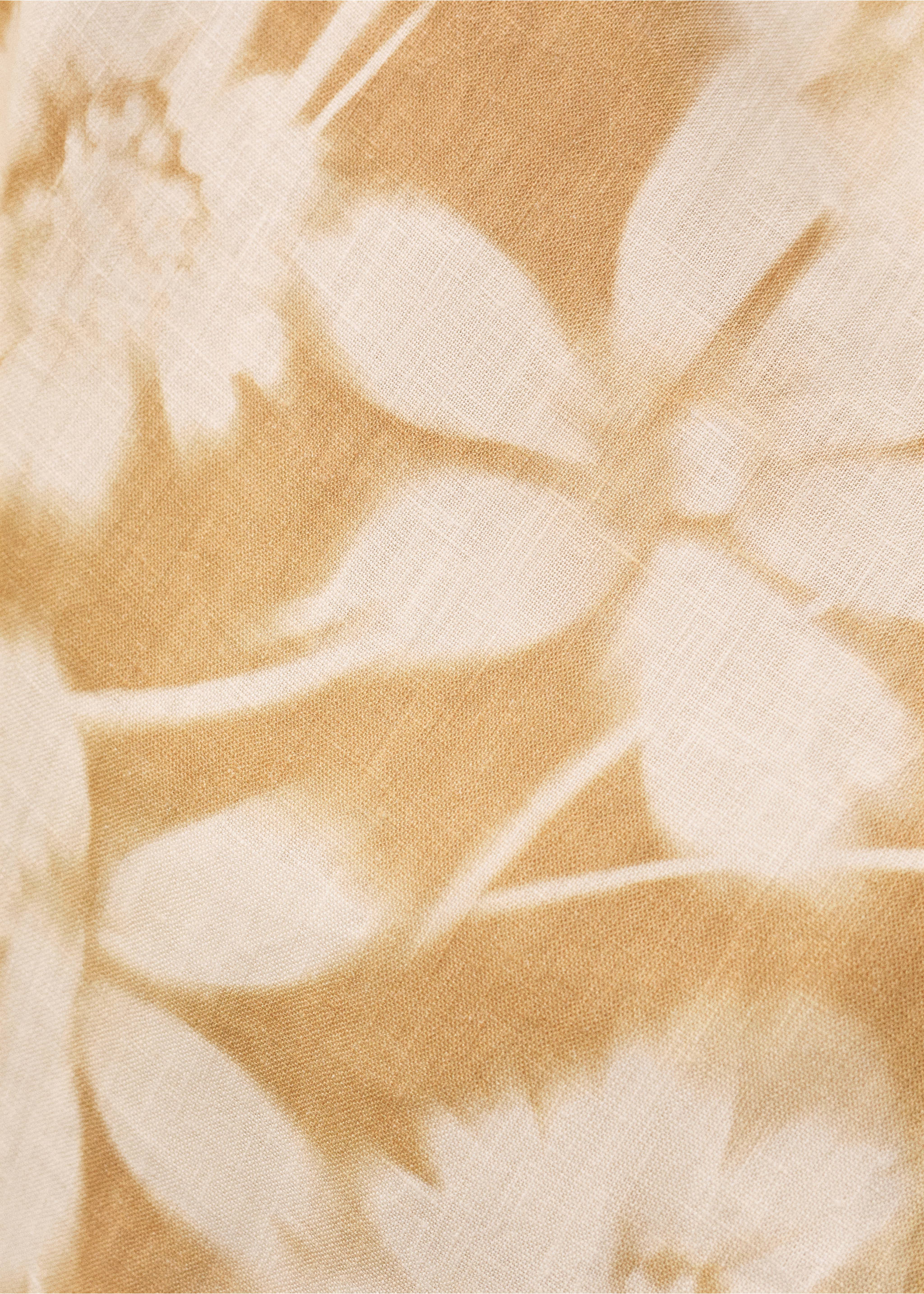 Asymmetrical floral linen dress - Details of the article 0, Mustard. Ref: 87037902-00.