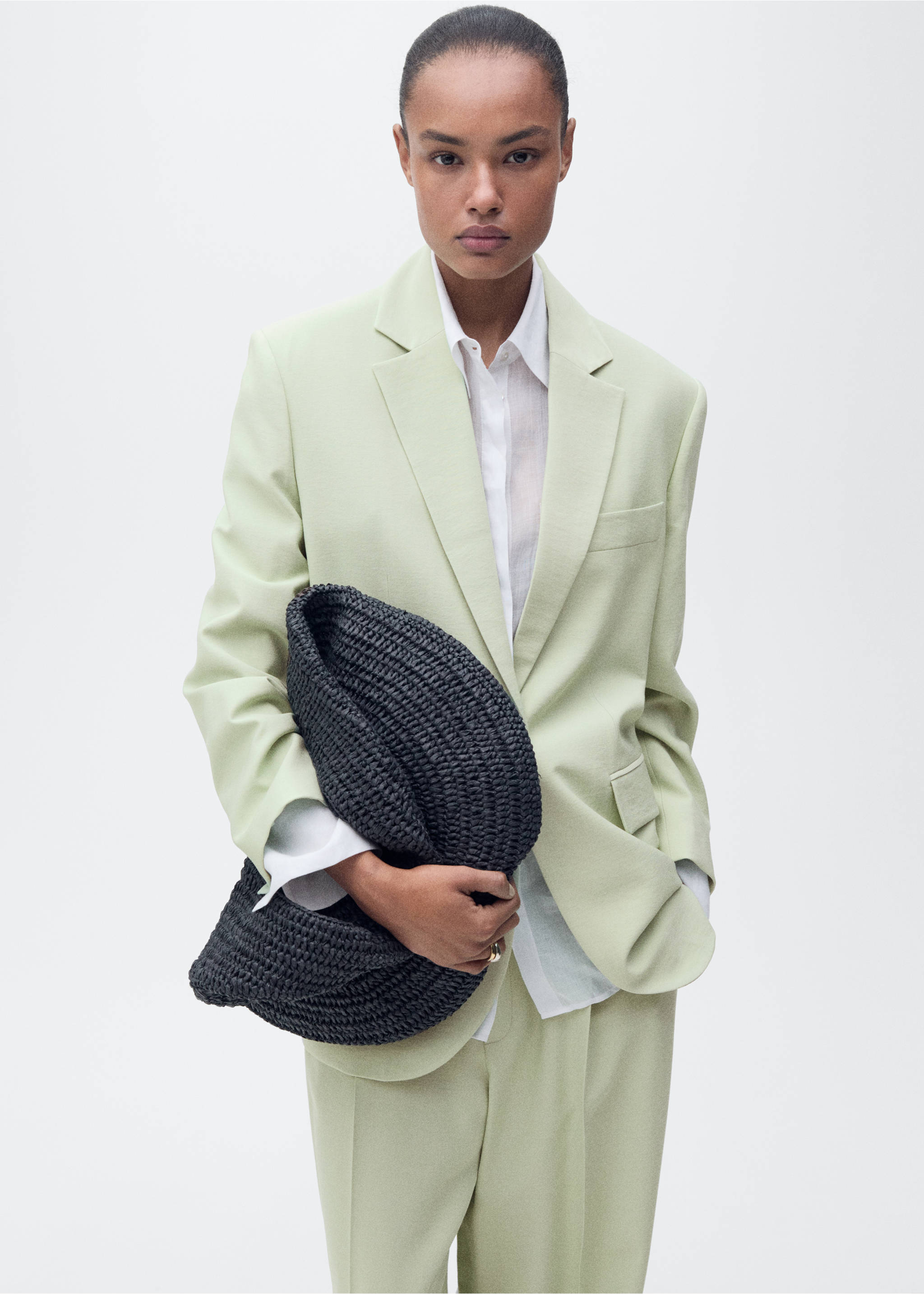 Blazer traje recto - Plano medio, Verde pastel. Ref: 87037911-00.