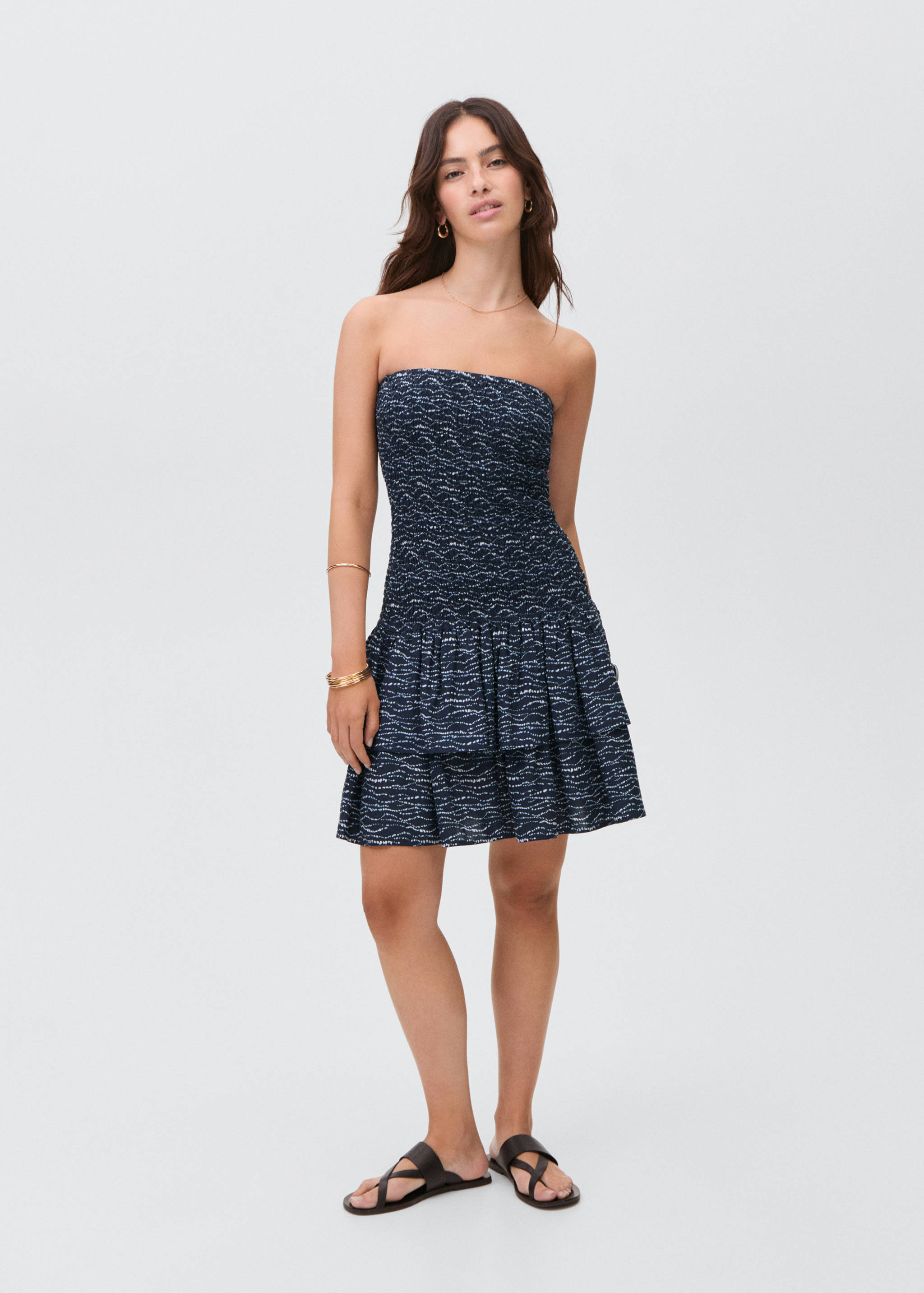Bedrucktes Rüschenkleid - Allgemeine Ansicht