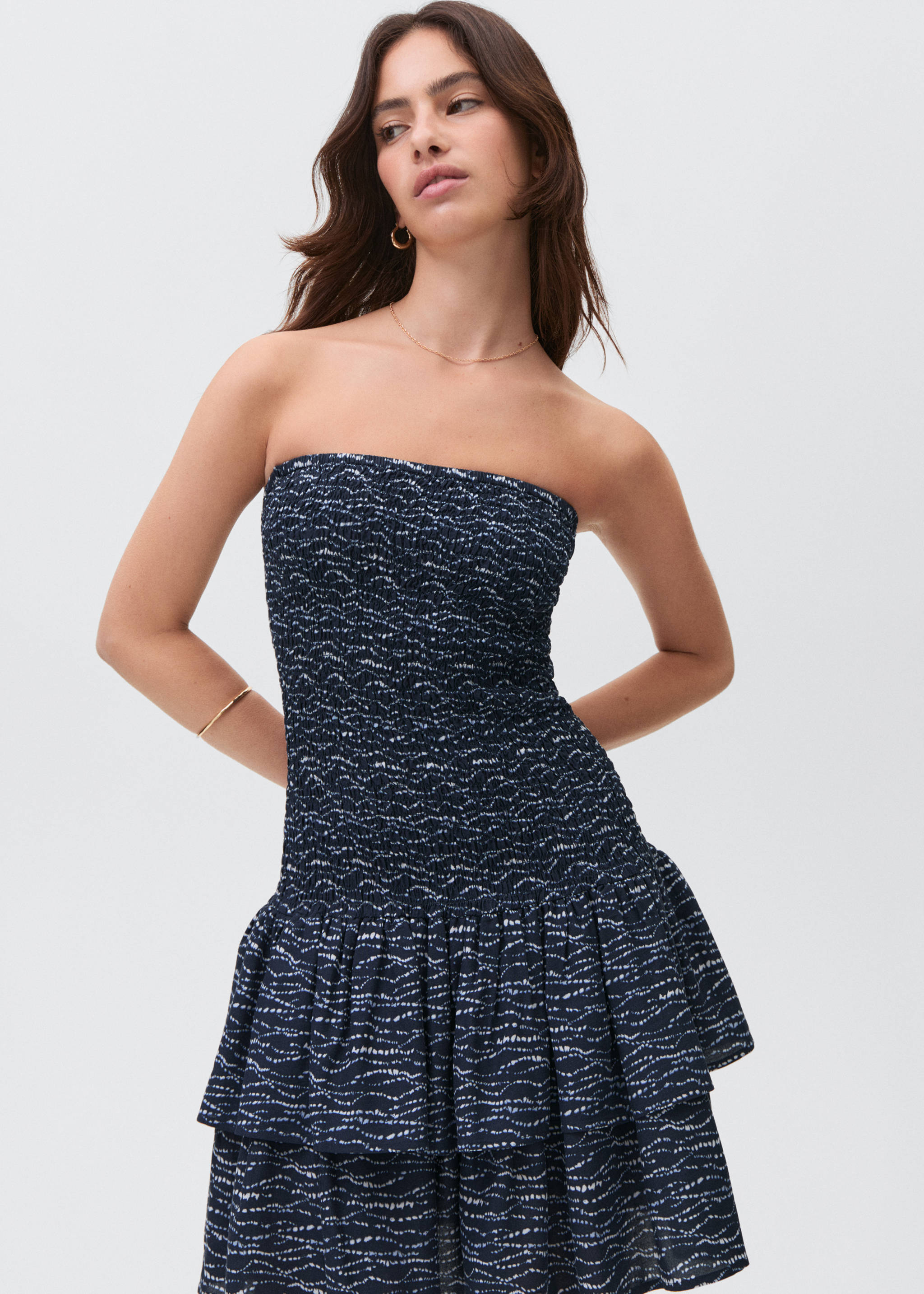 Bedrucktes Rüschenkleid - Mittlere Ansicht