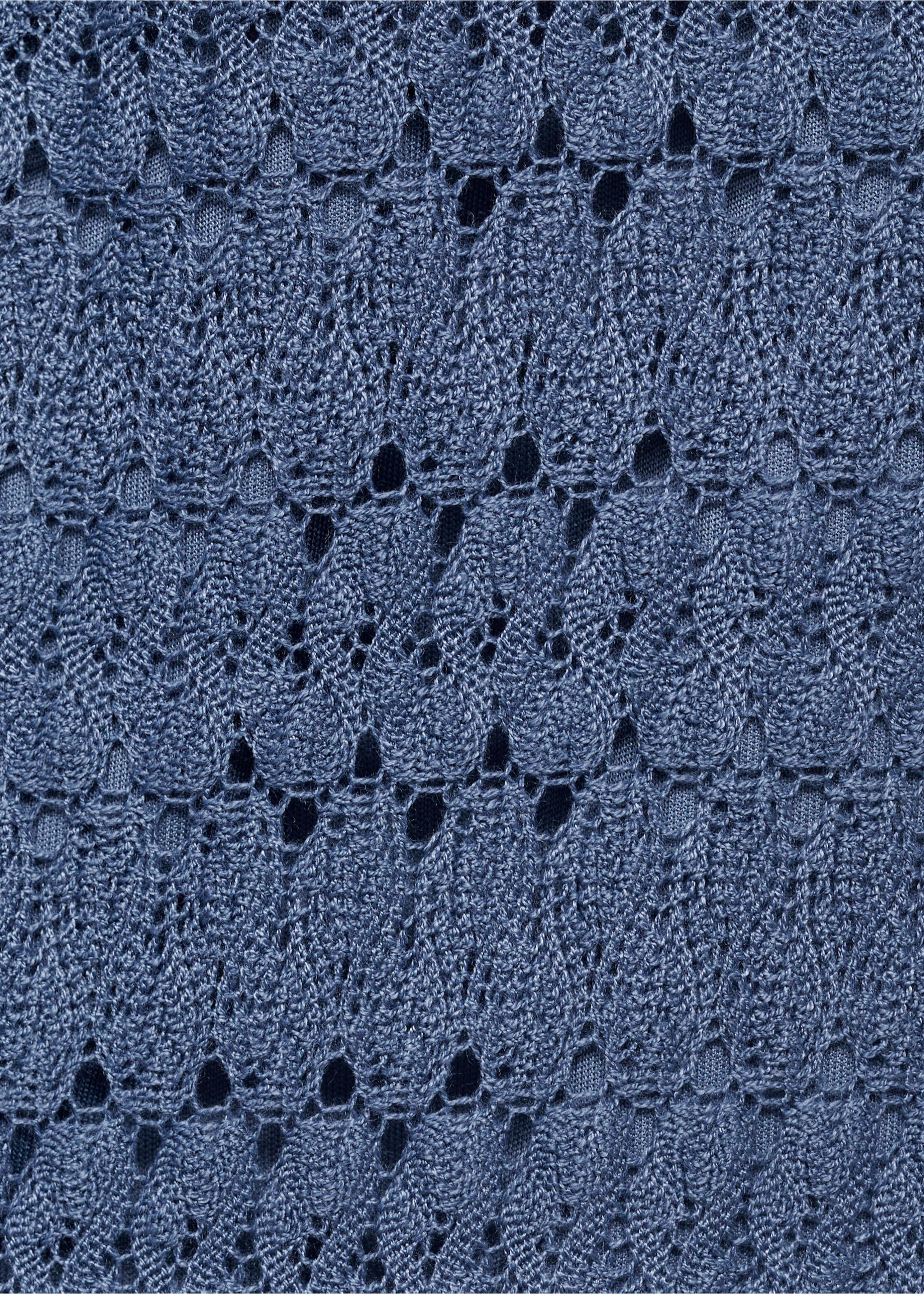 Halter-neck knitted dress with lace pattern - Details of the article 0, Navy. Ref: 87038266-00.