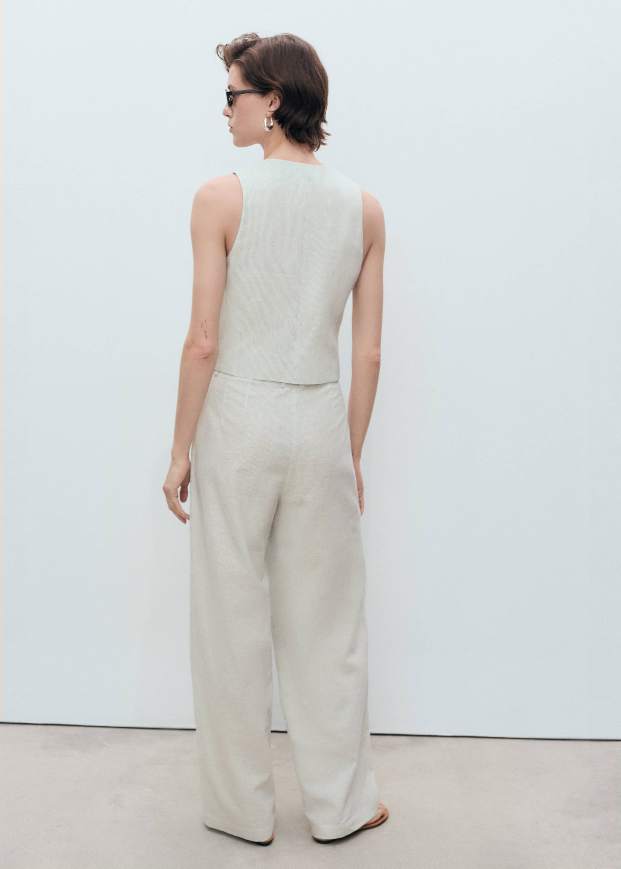Straight-fit linen-blend suit pants - Reverse of the article