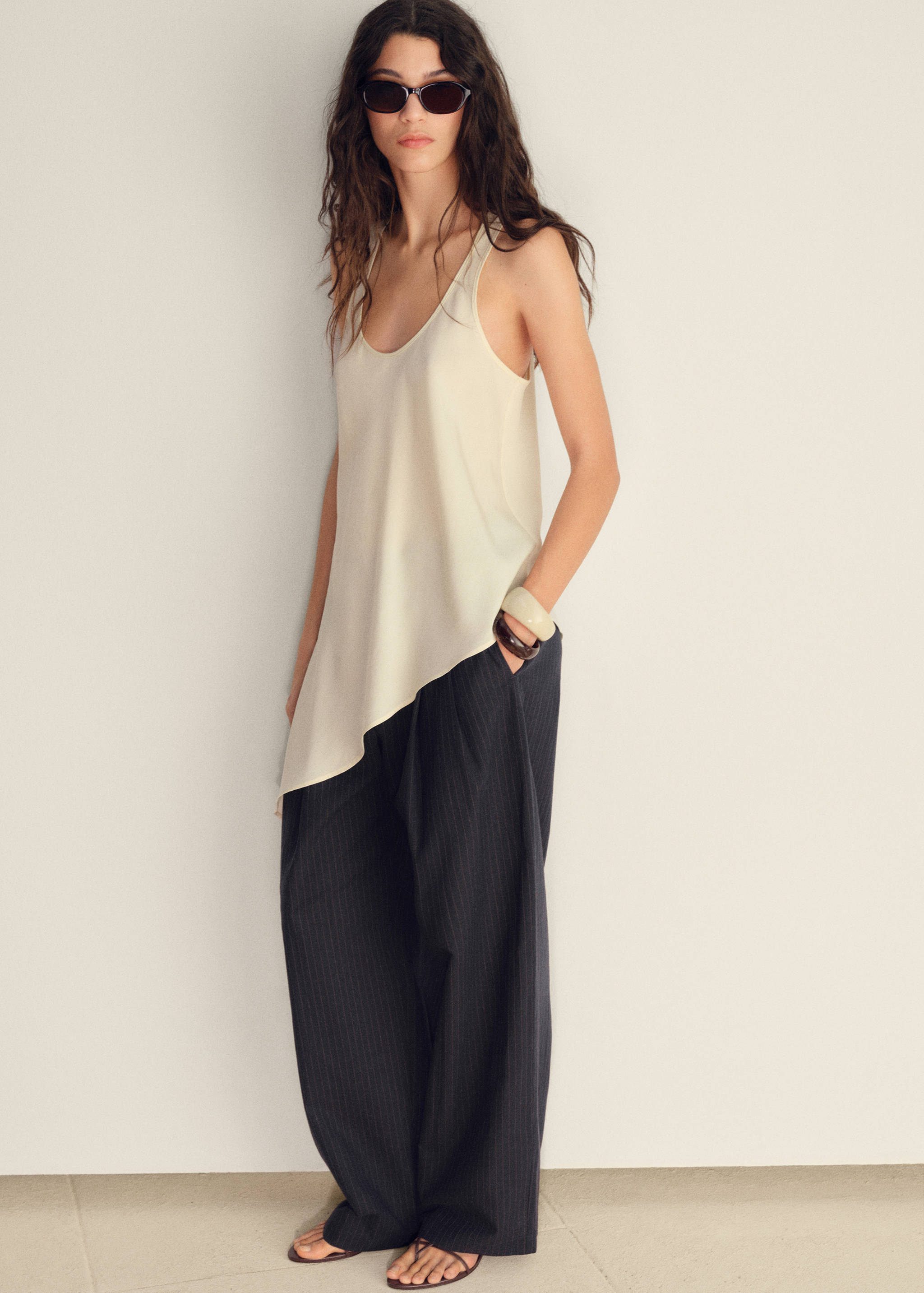 Straight-fit linen-blend suit pants - Details of the article 2