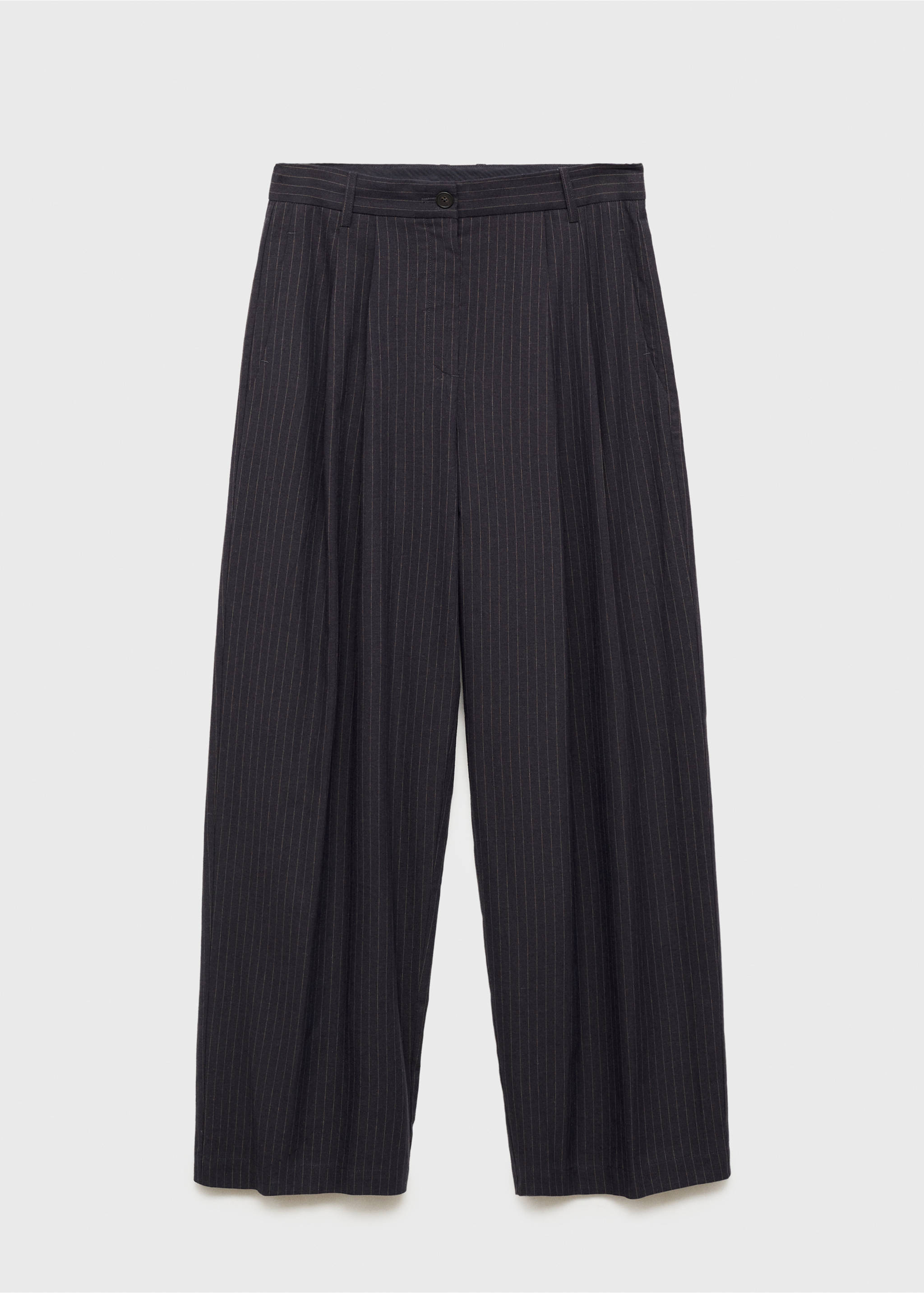 Straight-fit linen-blend suit pants - Article without model, Navy. Ref: 87038267-00.