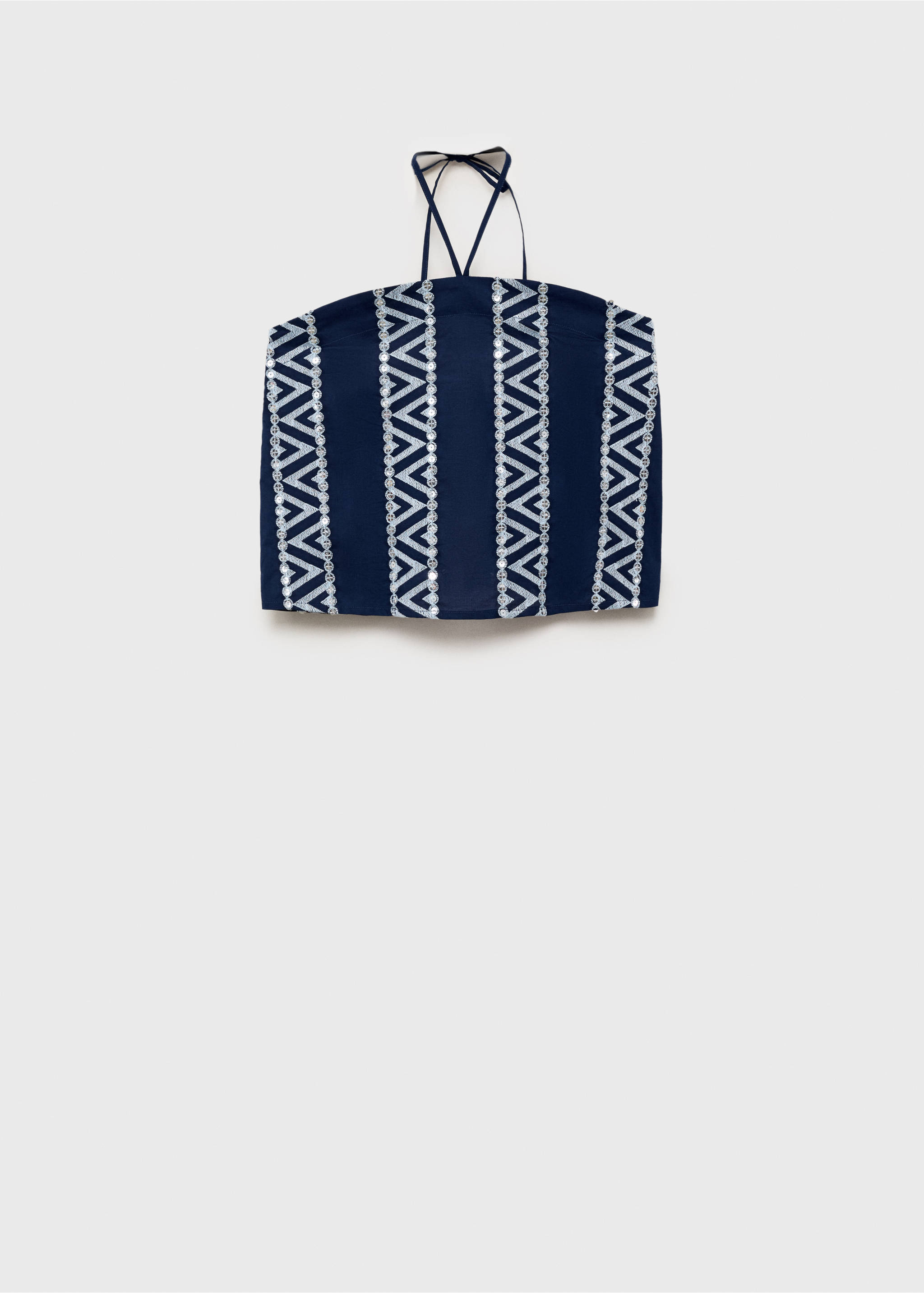 Mirror-embroidered top - Article without model, Navy. Ref: 87038271-00.