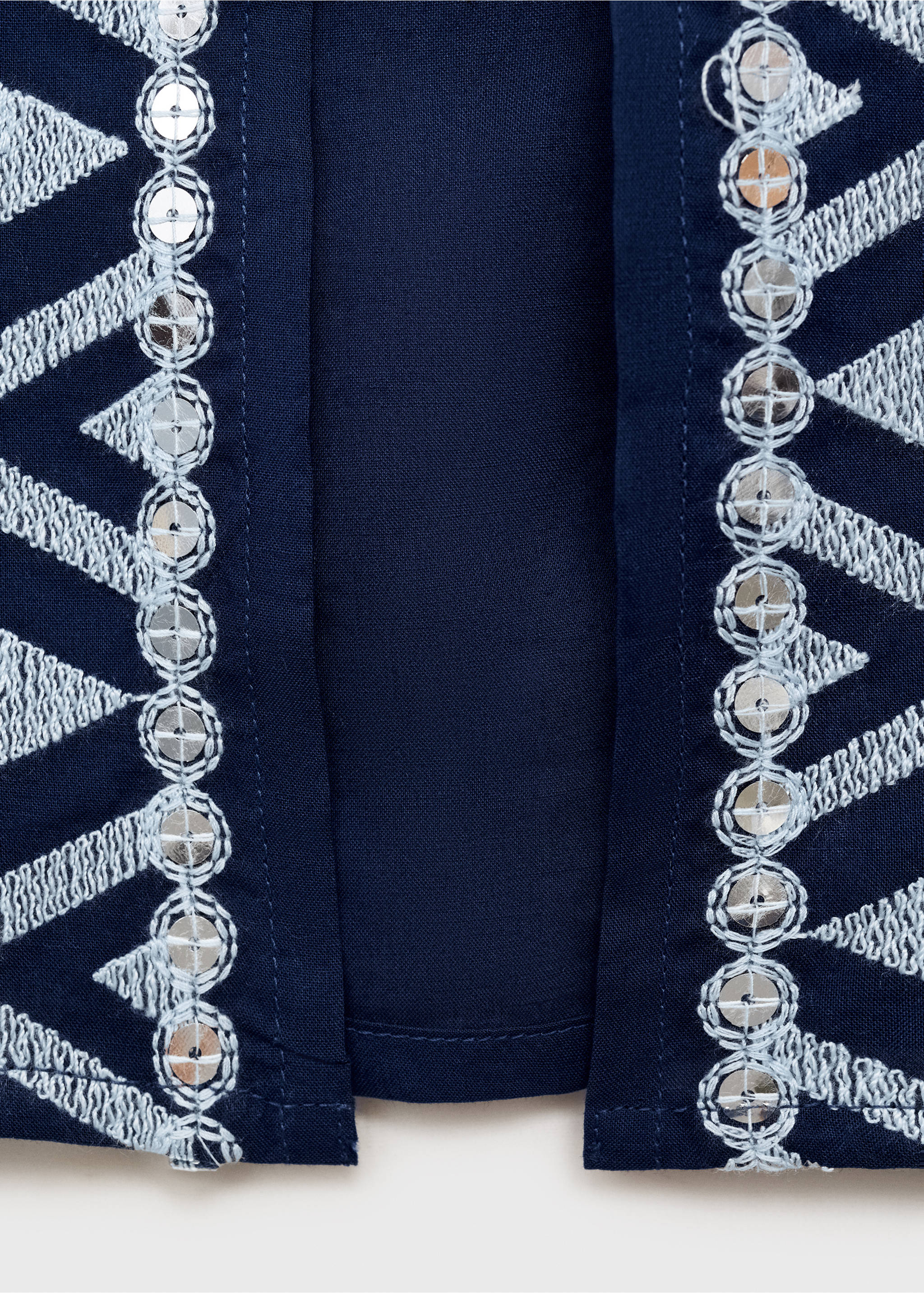 Mirror-embroidered top - Details of the article 0, Navy. Ref: 87038271-00.