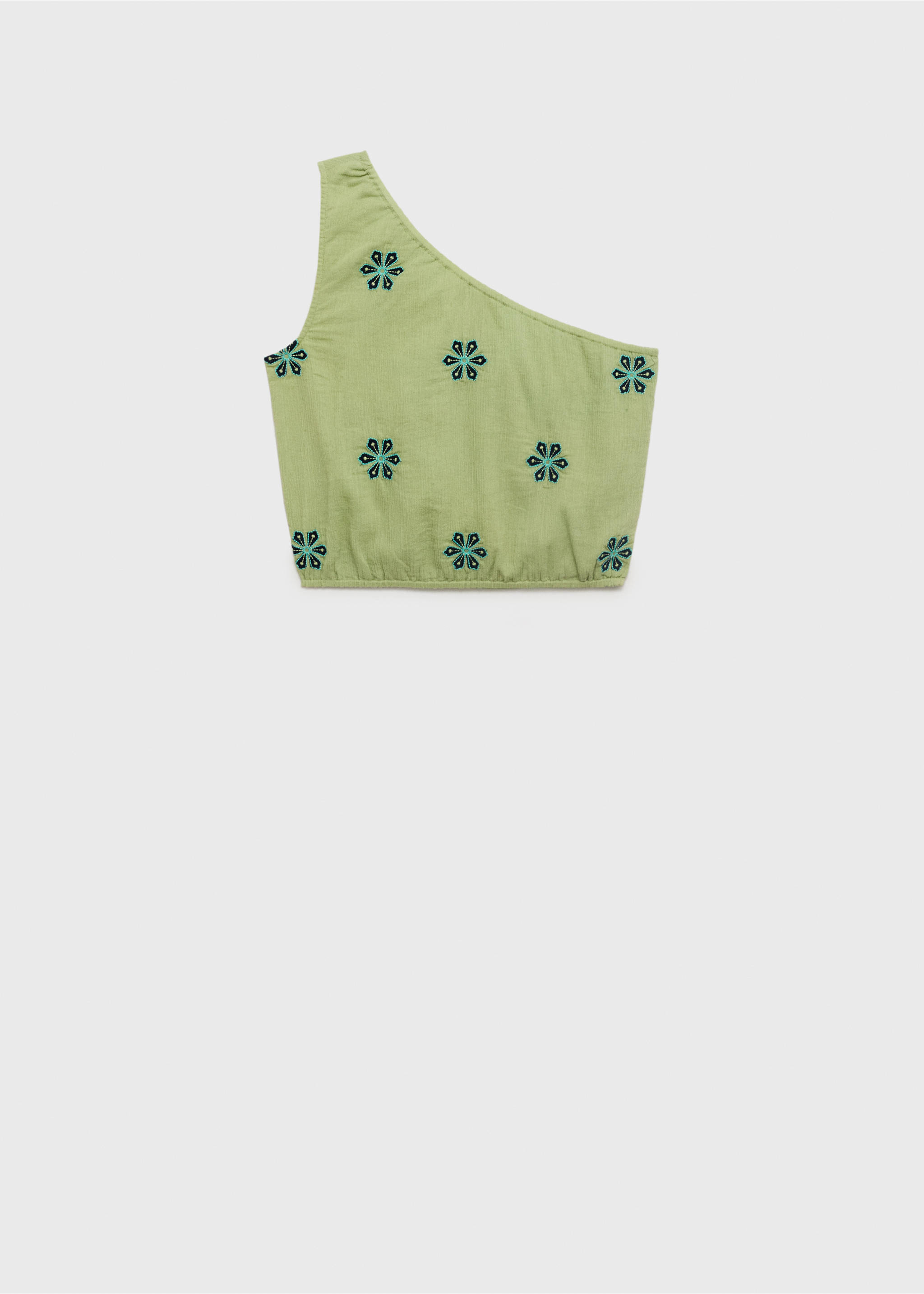 Asymmetrical embroidered top - Article without model, Lime. Ref: 87038272-00.