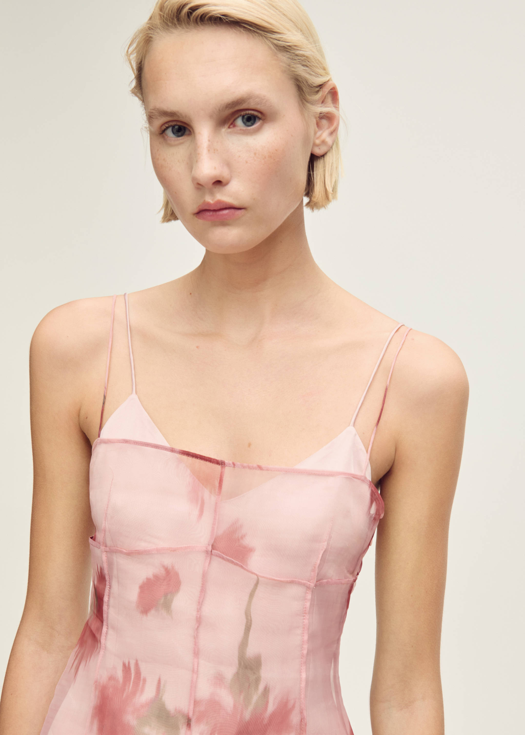 Floral-print combined dress - Details of the article 1