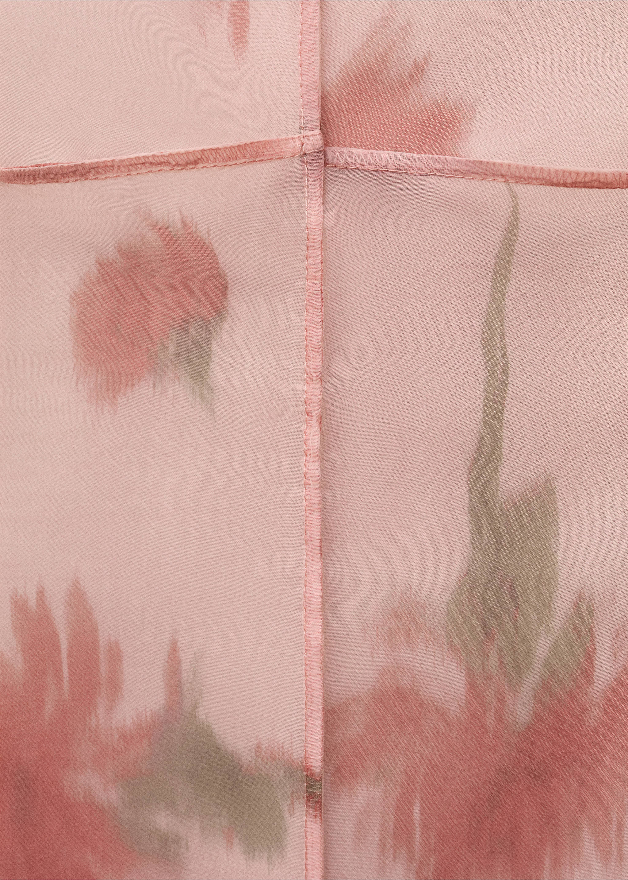 Sukienka z łączonych materiałów z kwiatowym nadrukiem - Szczegóły artykułu 0, Pastelowy róż. Ref: 87038276-00.