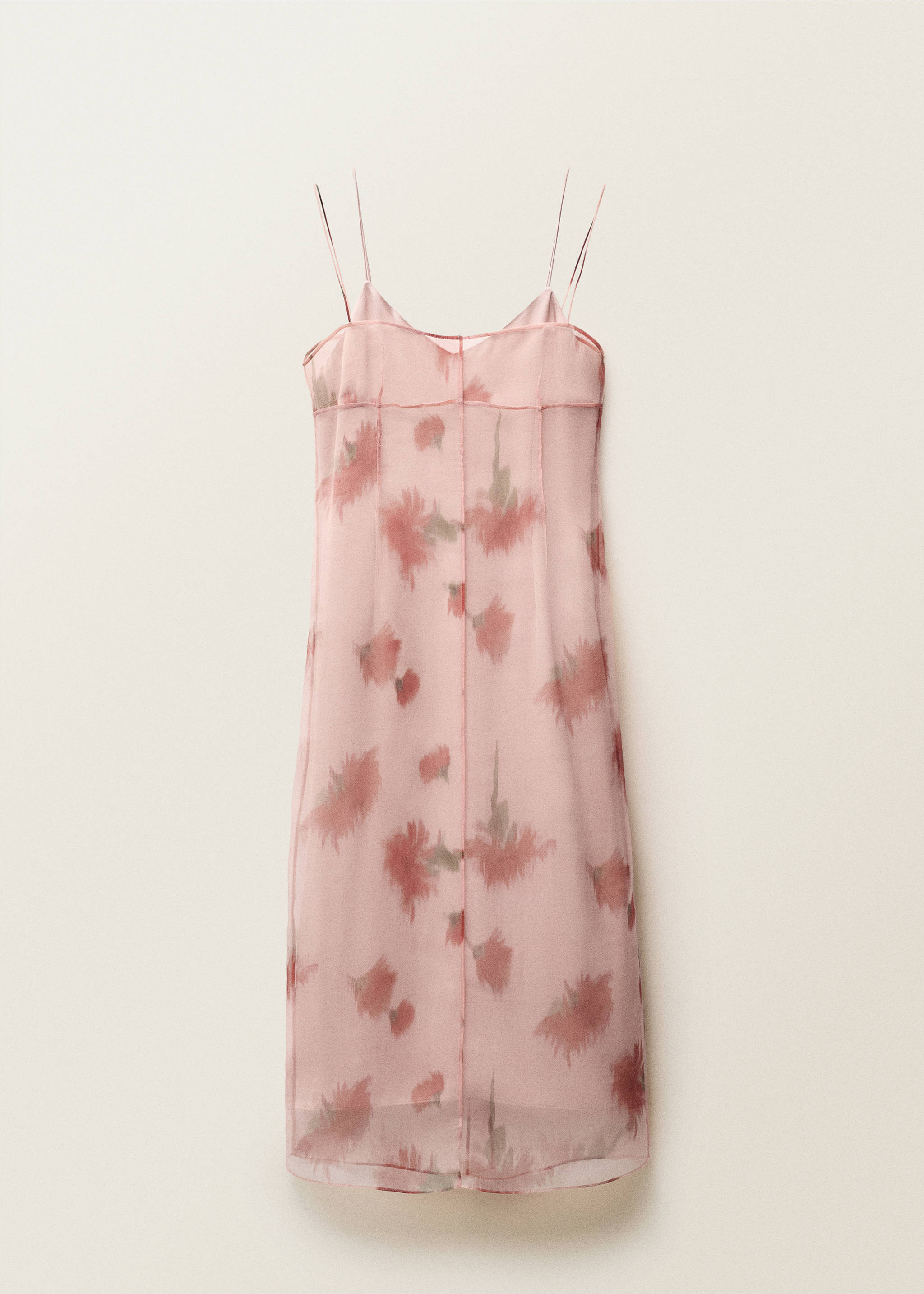 Floral-print combined dress - Article without model, Pastel Pink. Ref: 87038276-00.