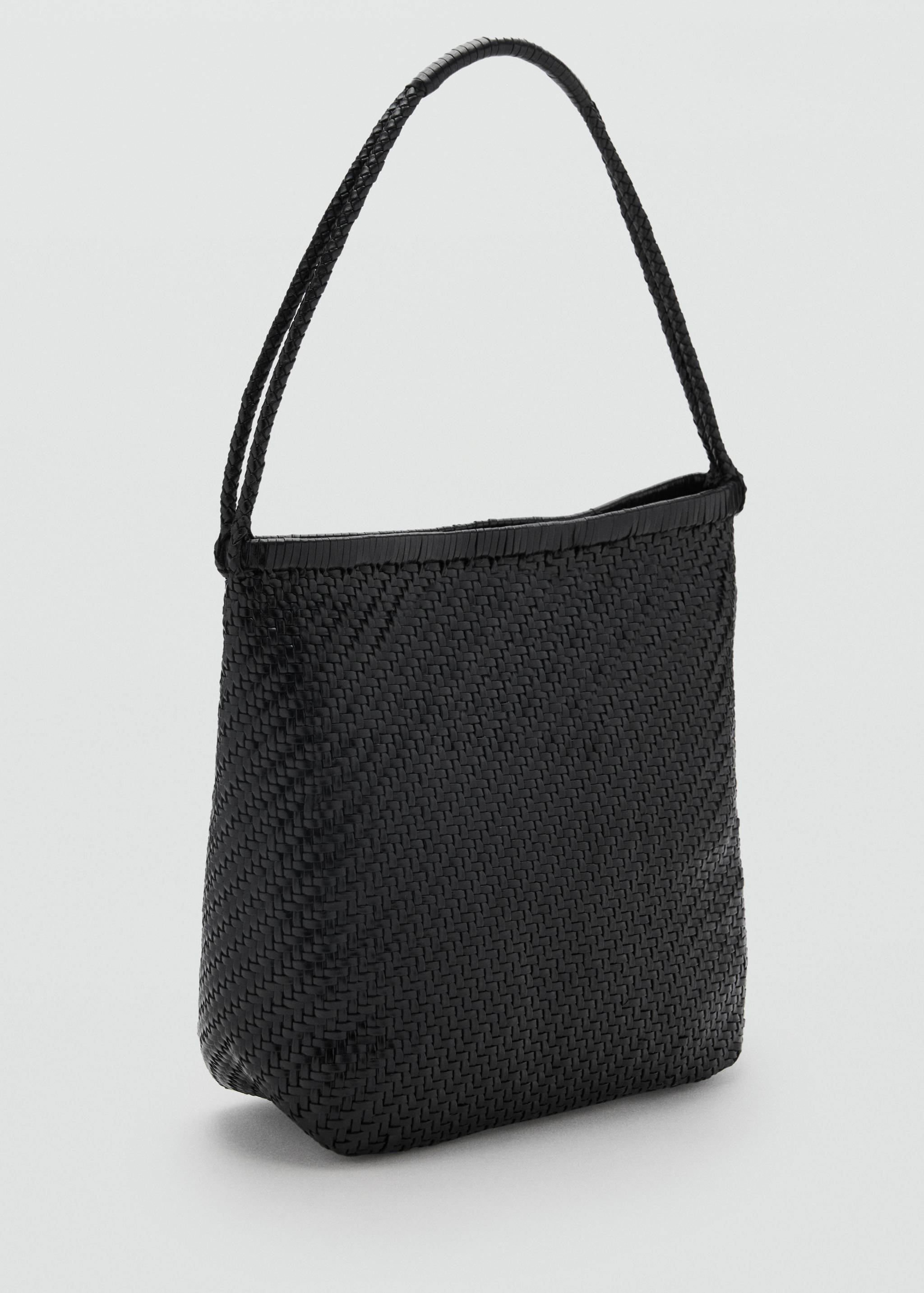 Medium braided leather shoulder bag - Medium plane